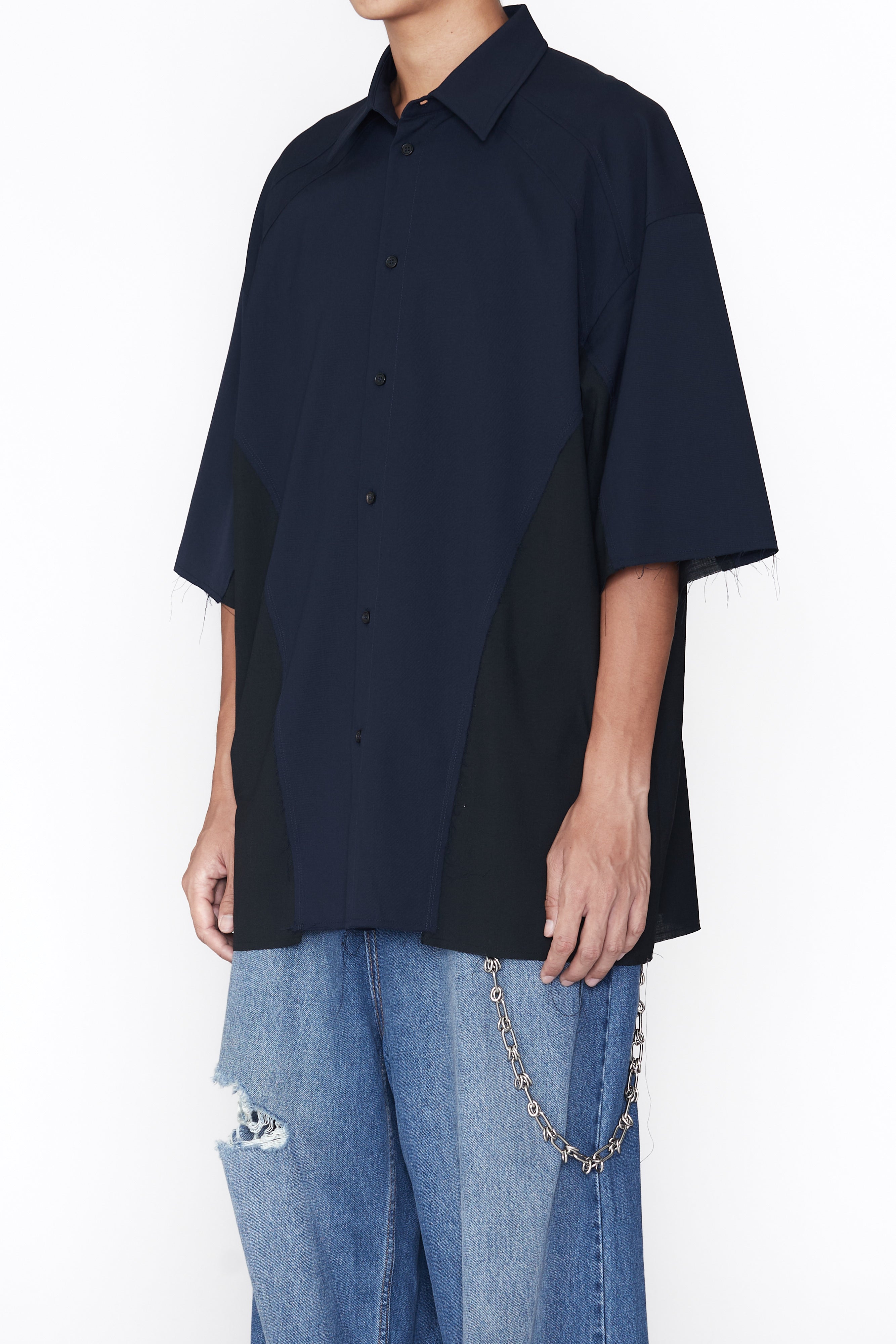 Load image into Gallery viewer, NAVY WOOL POLY RECONSTRUCTED PRO SPORTS SHIRT