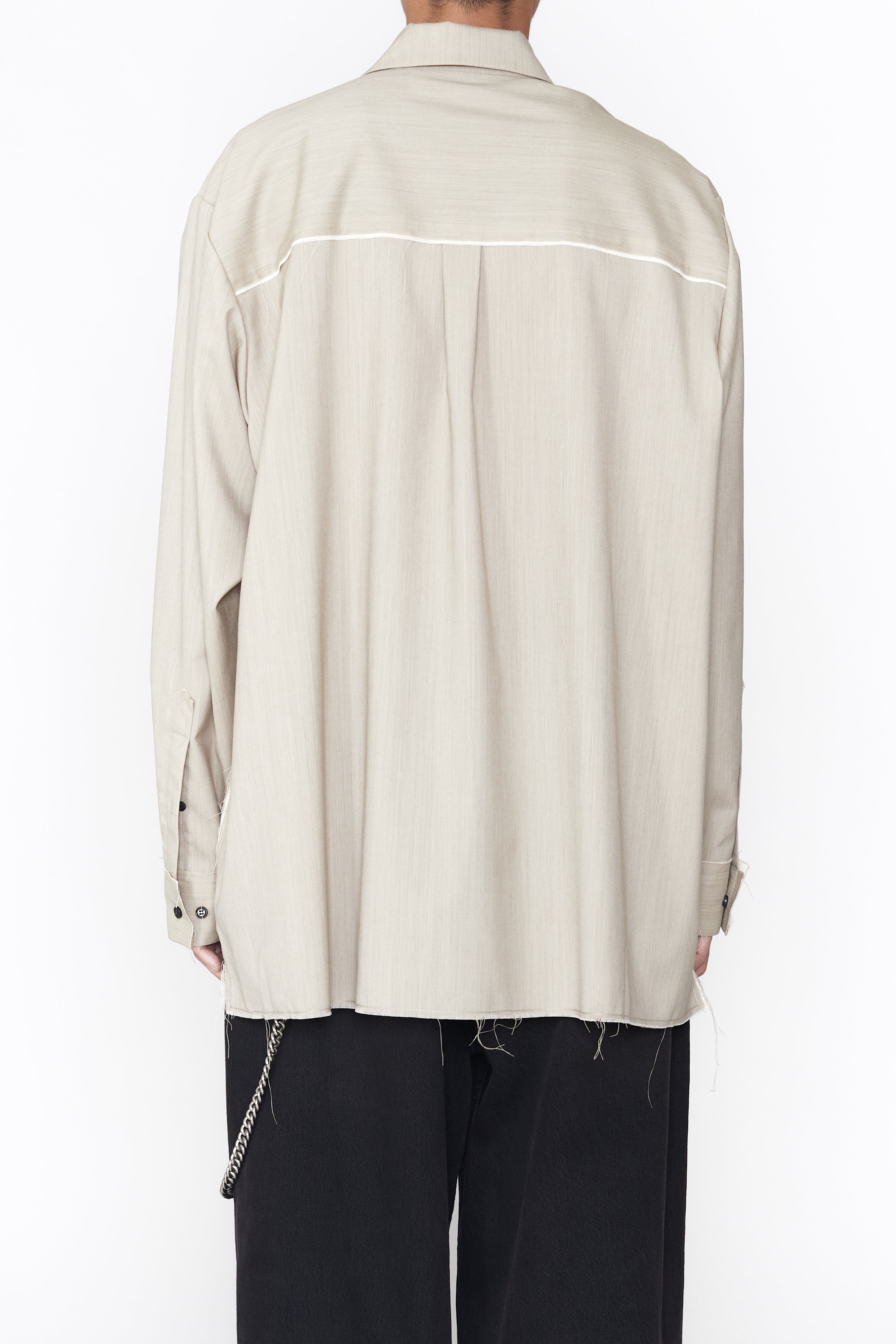 Load image into Gallery viewer, ECRU GREY WOOL DEVIATION ASYMMETRIC SHIRT