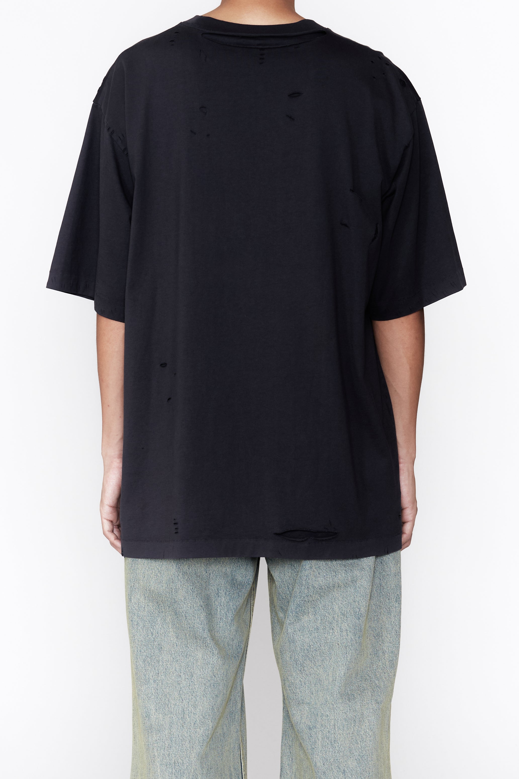BLACK AGING DESTROYED SHORT SLEEVE T-SHIRT