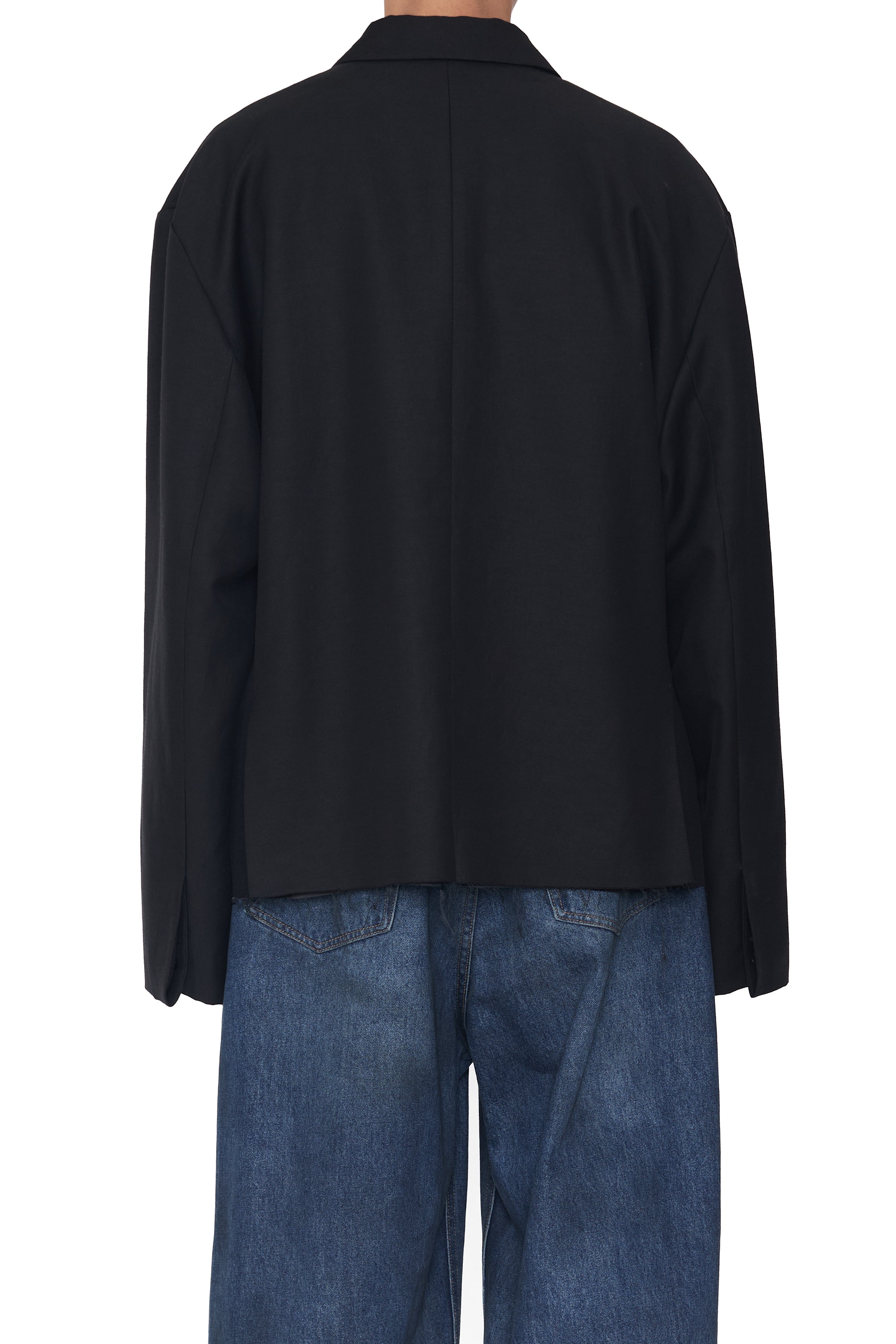 Load image into Gallery viewer, BLACK CUT OFF DOUBLE BREASTED LENTO BLAZER