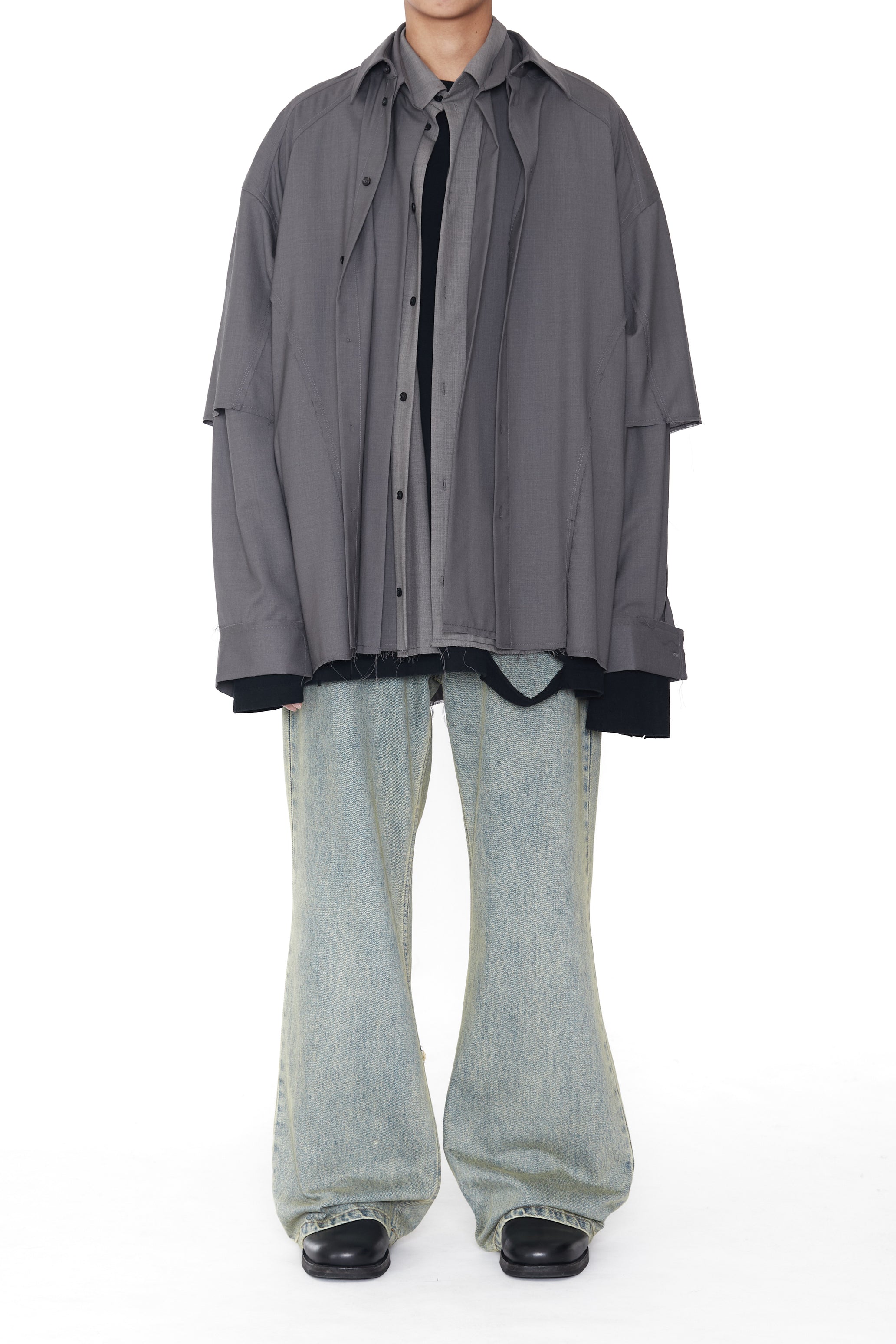 DUST GREY WOOL POLY RECONSTRUCTED PRO SPORTS SHIRT