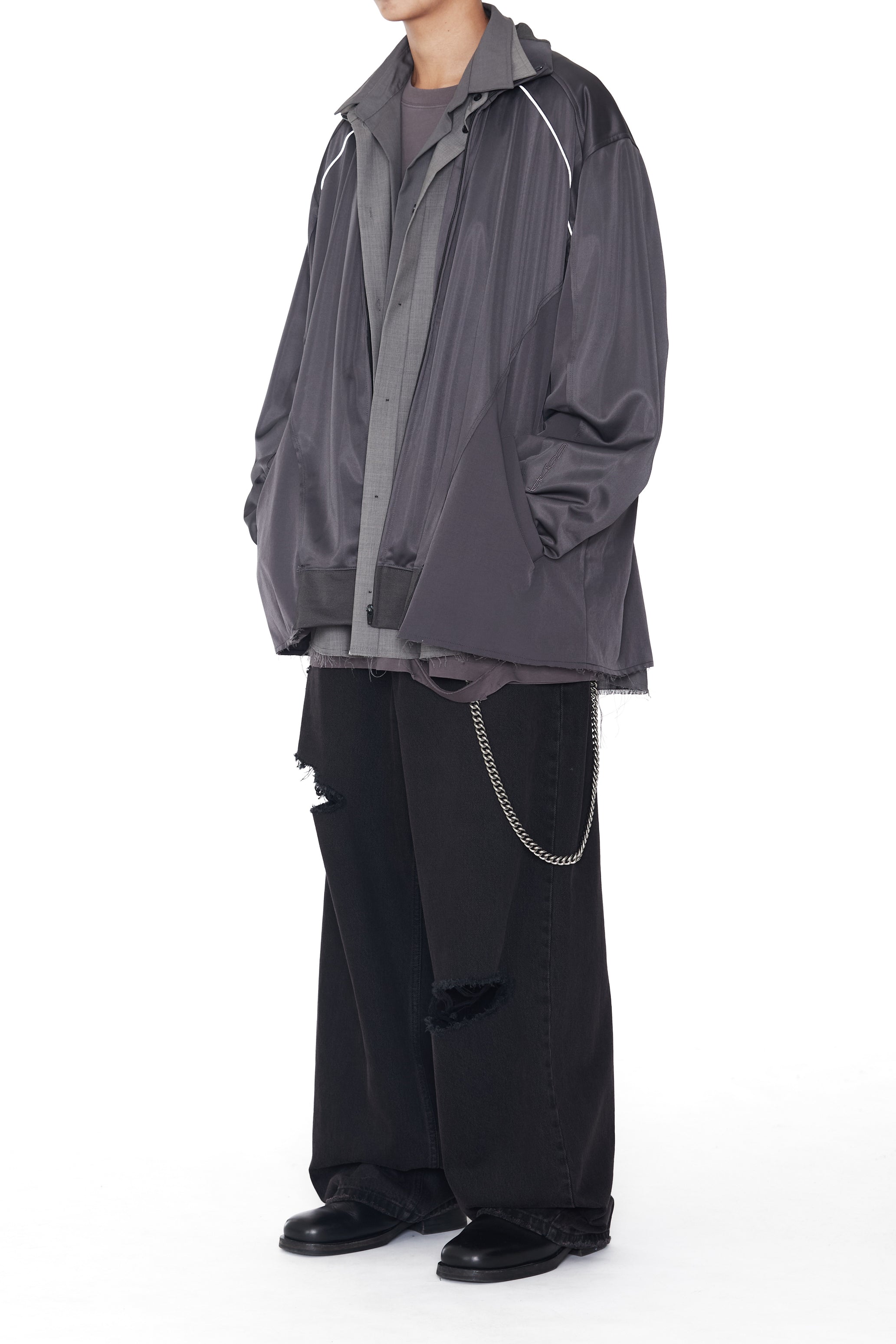 ASPHALT GREY RECONSTRUCTED HYBRID PRO SPORTS DEMOLISHED JACKET
