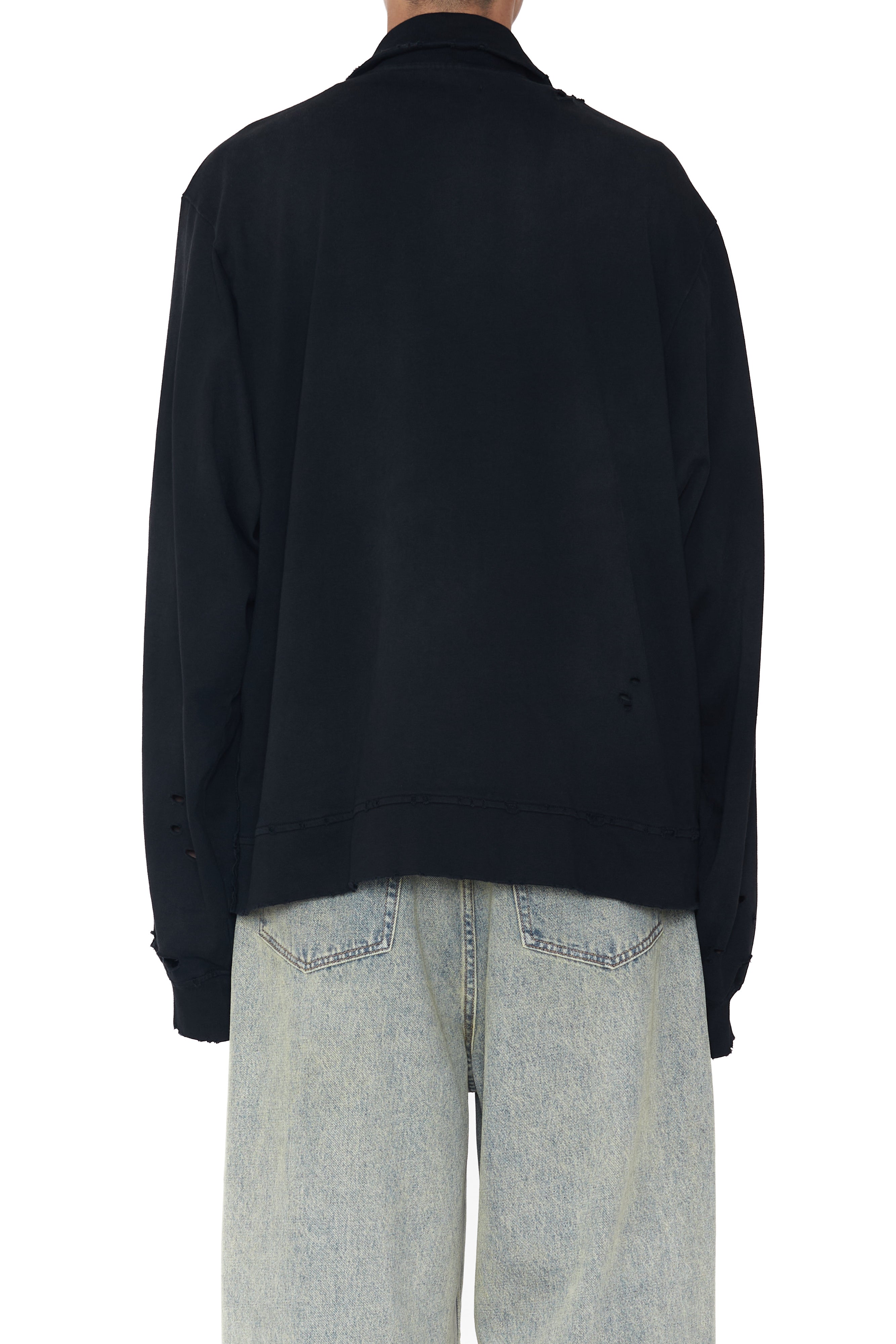 Load image into Gallery viewer, BLACK WASHED AGING DESTROYED ZIP JACKET