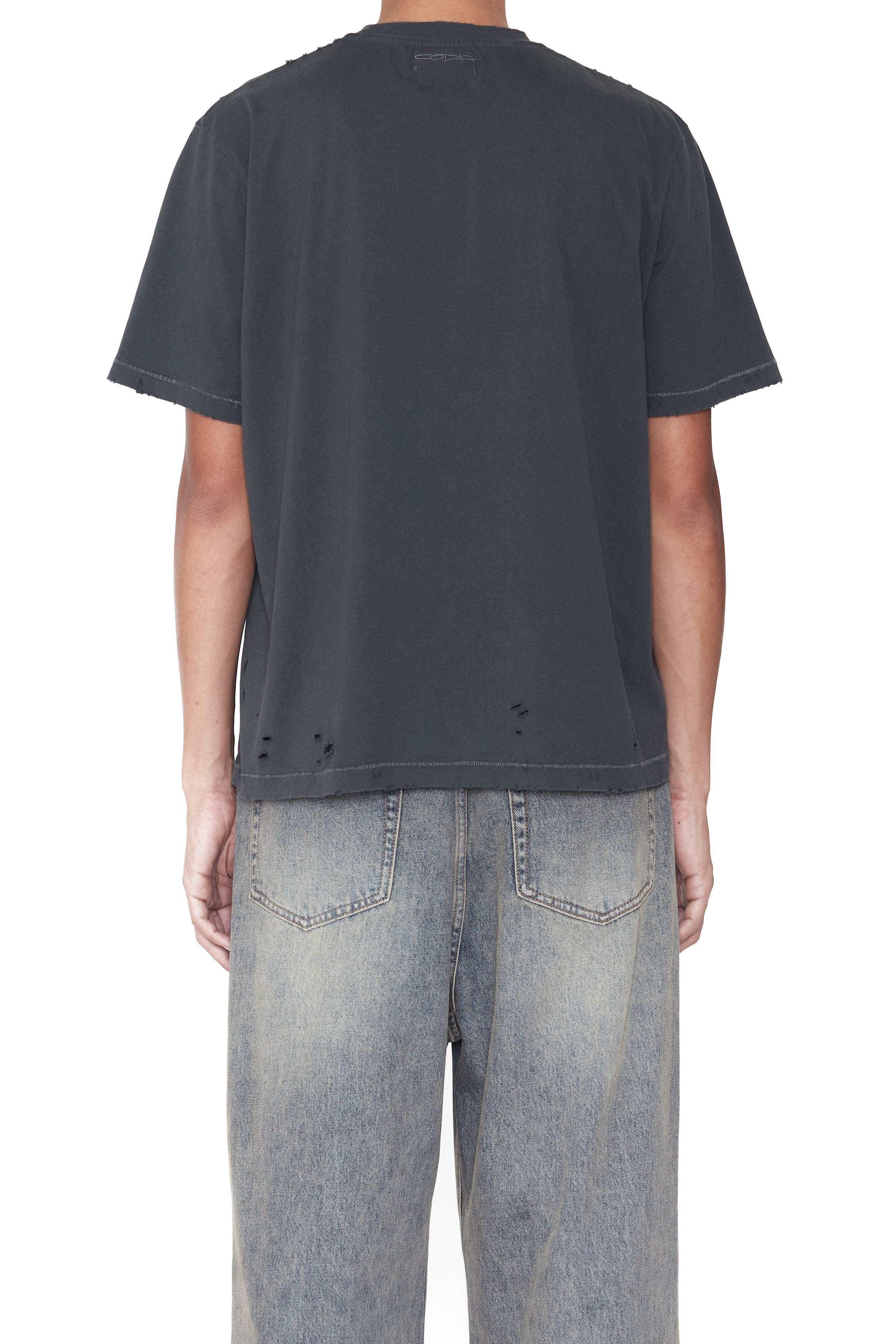 Load image into Gallery viewer, GREY DAMAGED CROPPED SHORT SLEEVE T-SHIRT