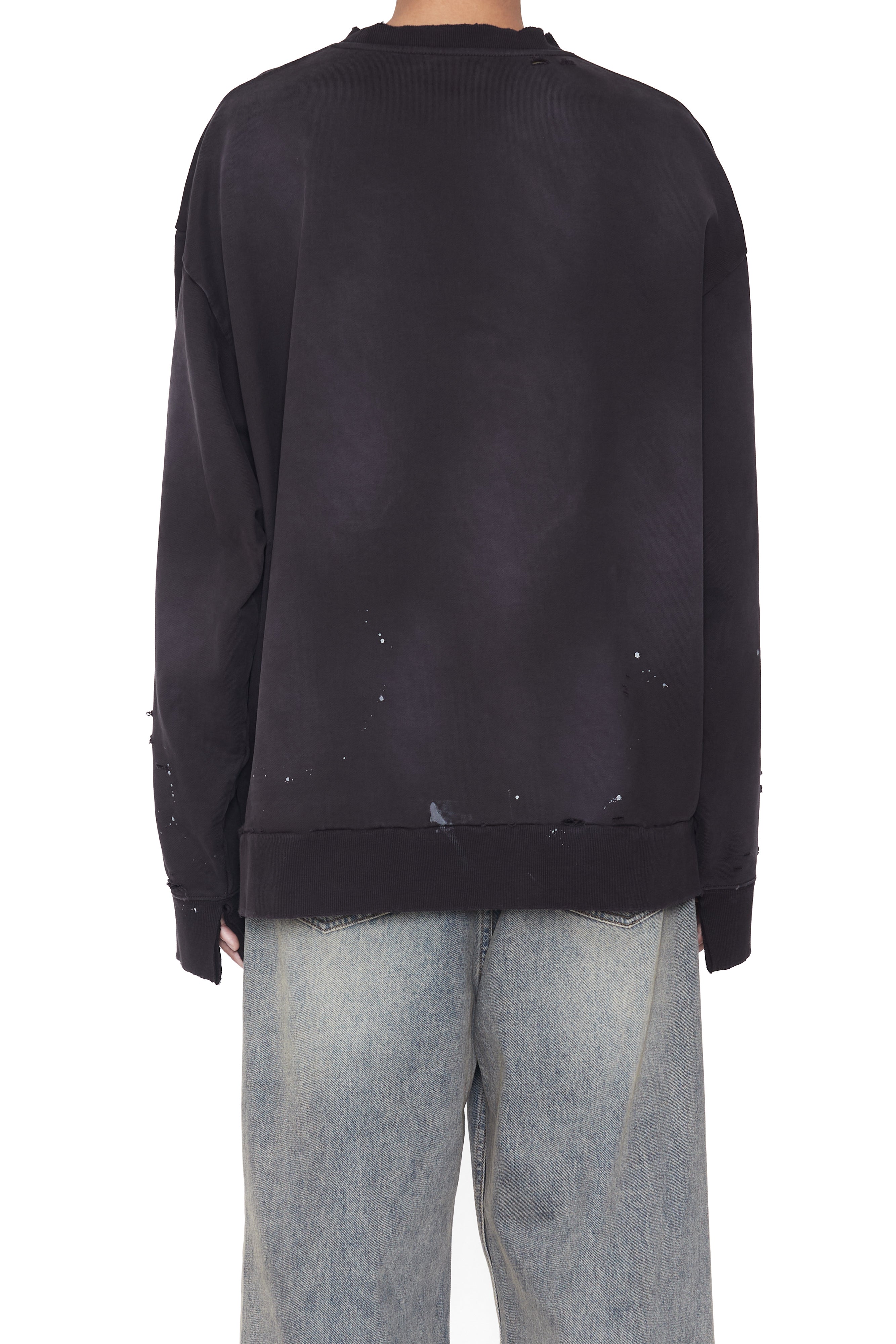 Load image into Gallery viewer, BLACK WASHED AGING BLEACHED DESTROYED SWEATSHIRT