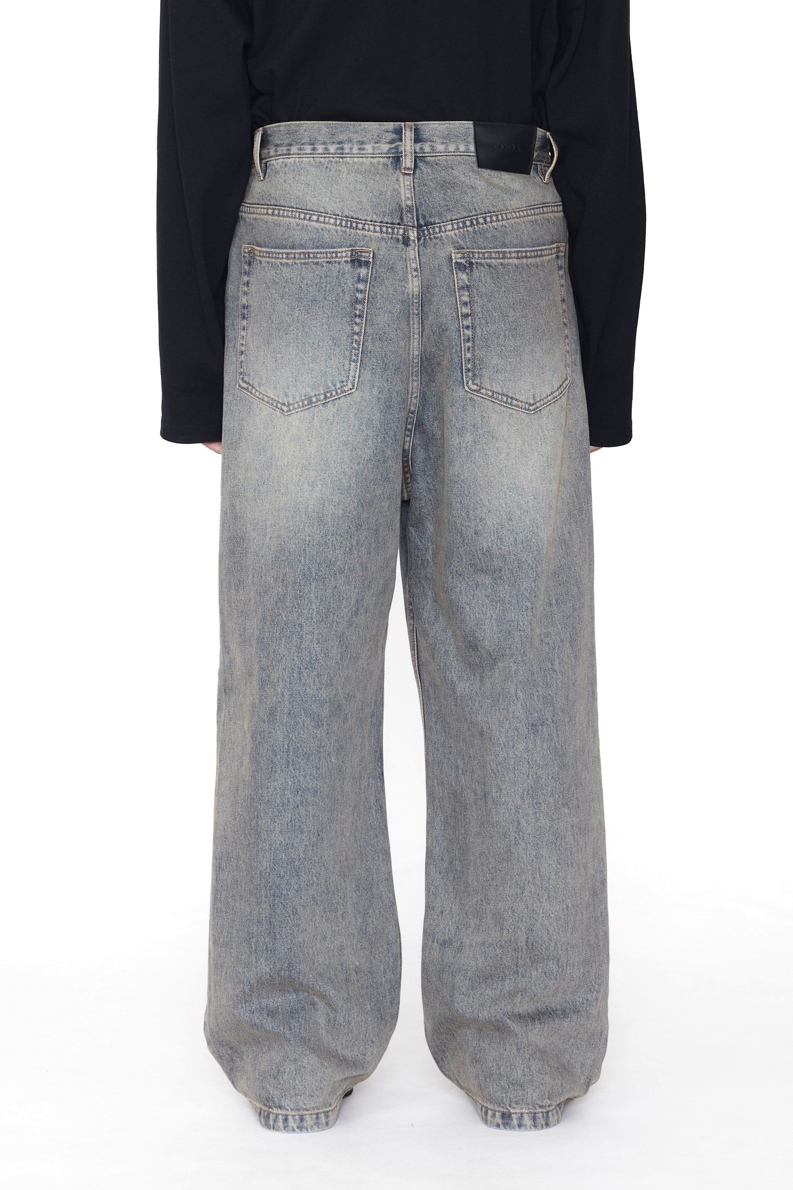 Load image into Gallery viewer, GREY ACID WASHED DISTRESSED BREAK CUT STRAIGHT JEANS