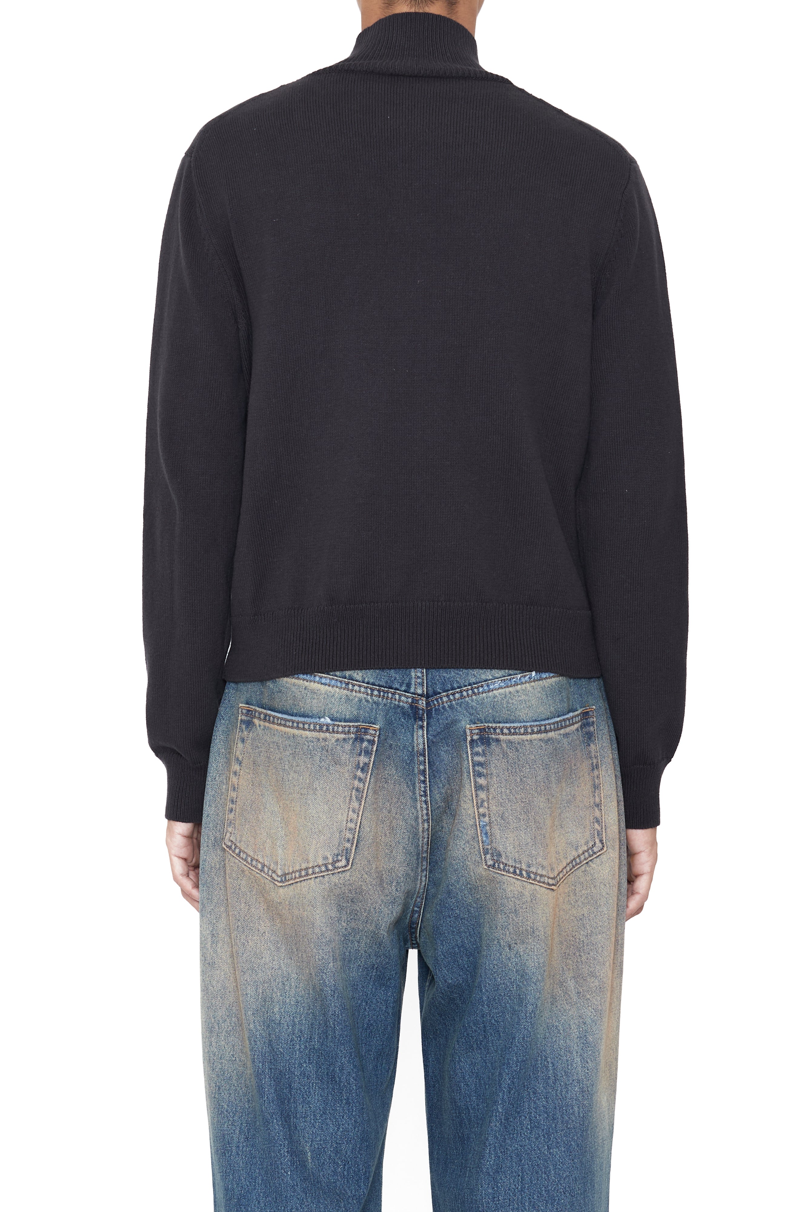 Load image into Gallery viewer, DARK GREY SHRUNKEN HIGH NECK KNIT ZIP JACKET