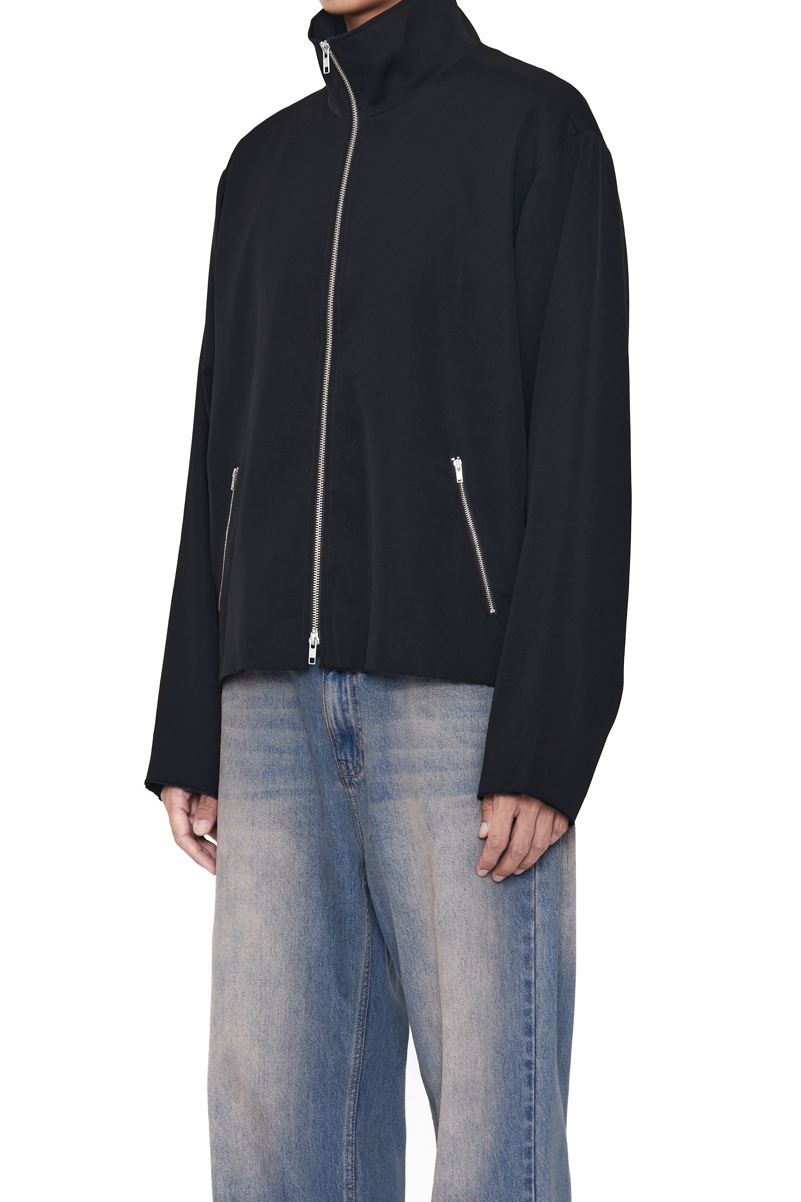 Load image into Gallery viewer, BLACK DISSOLVE HIGH NECK ZIP JACKET