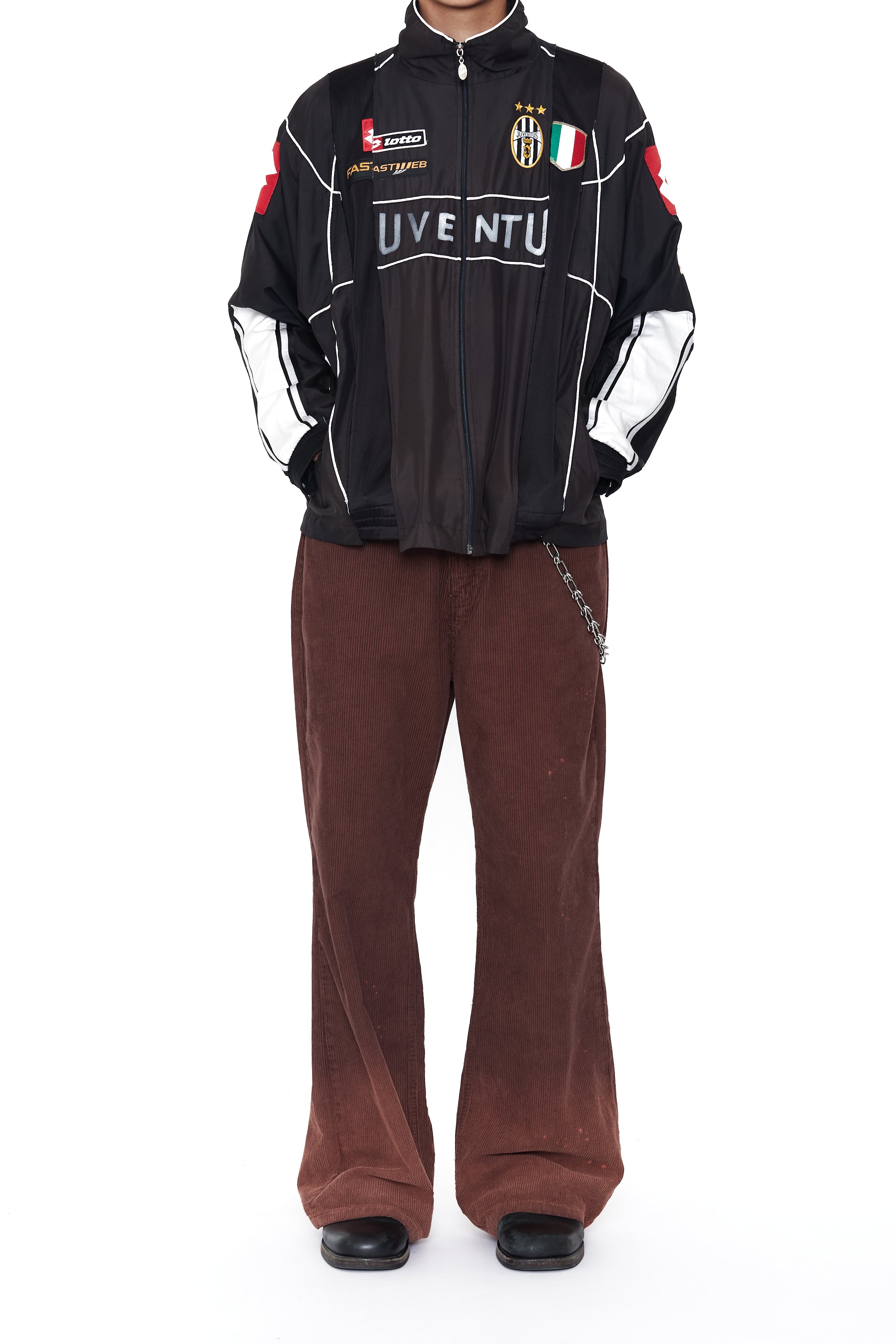 Load image into Gallery viewer, BROWN WASHED BLEACHED CORDUROY BREAK CUT FLARED PANTS