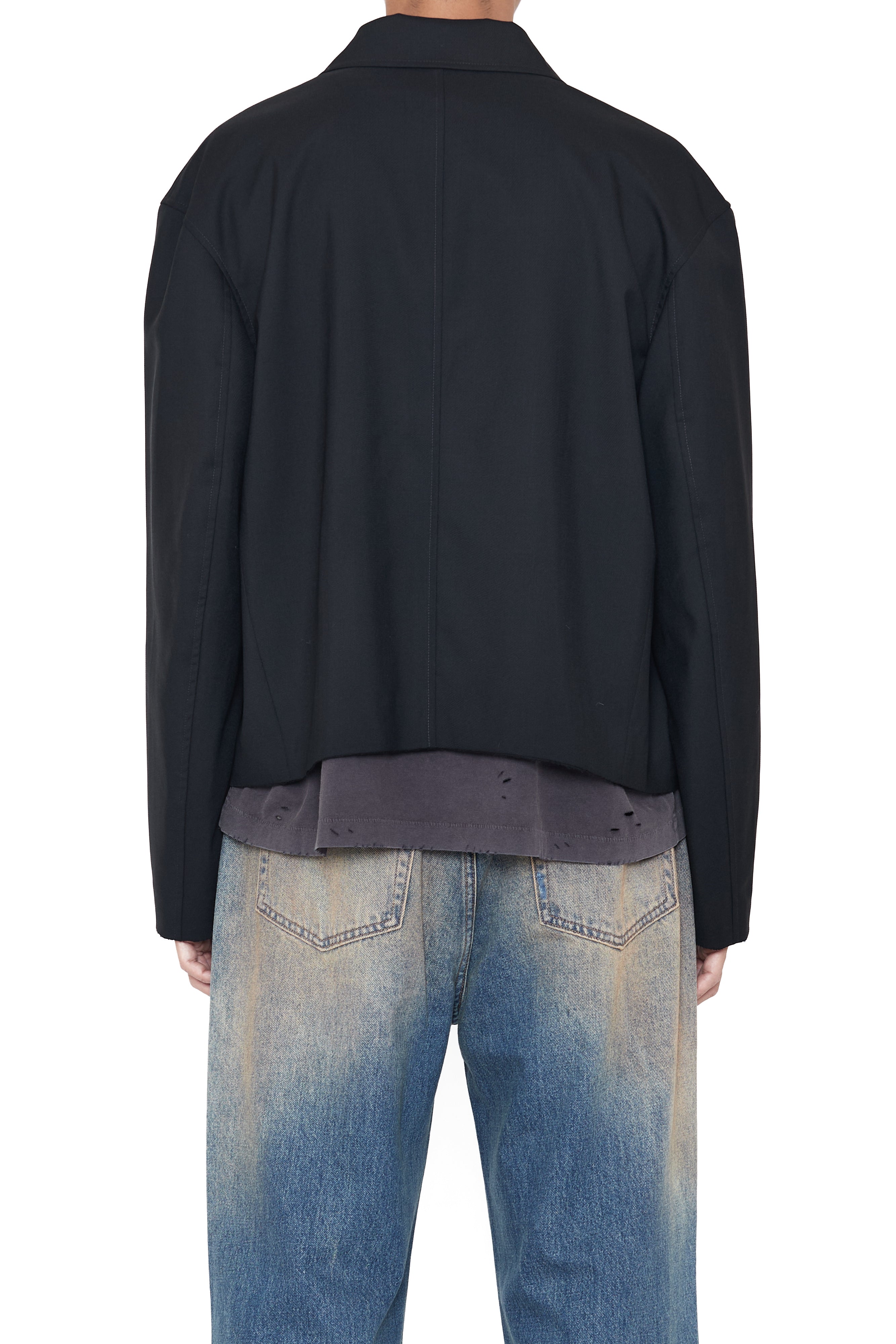 Load image into Gallery viewer, BLACK WOOL TILT ZIP JACKET