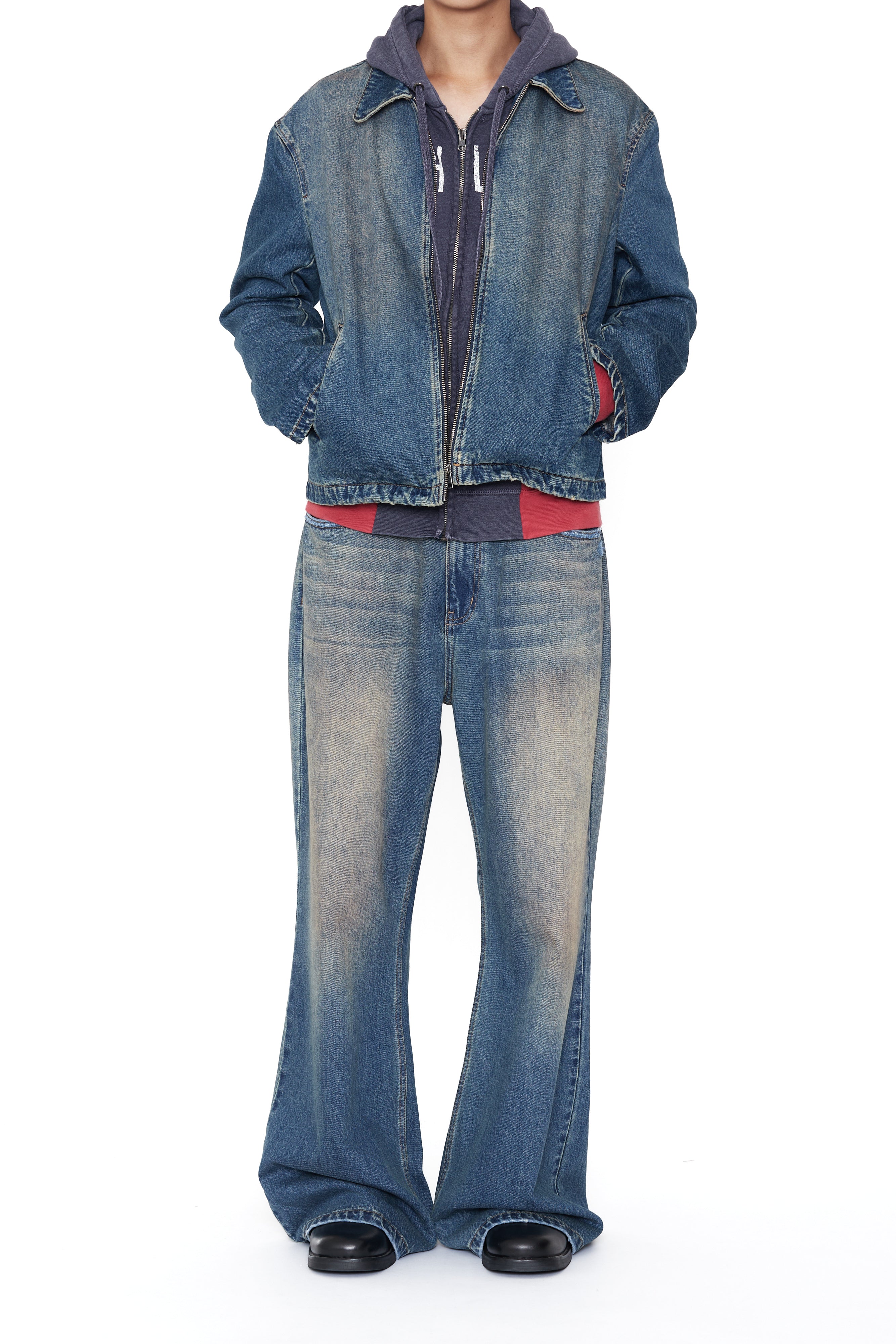 Load image into Gallery viewer, INDIGO WASHED DENIM TILT ZIP JACKET