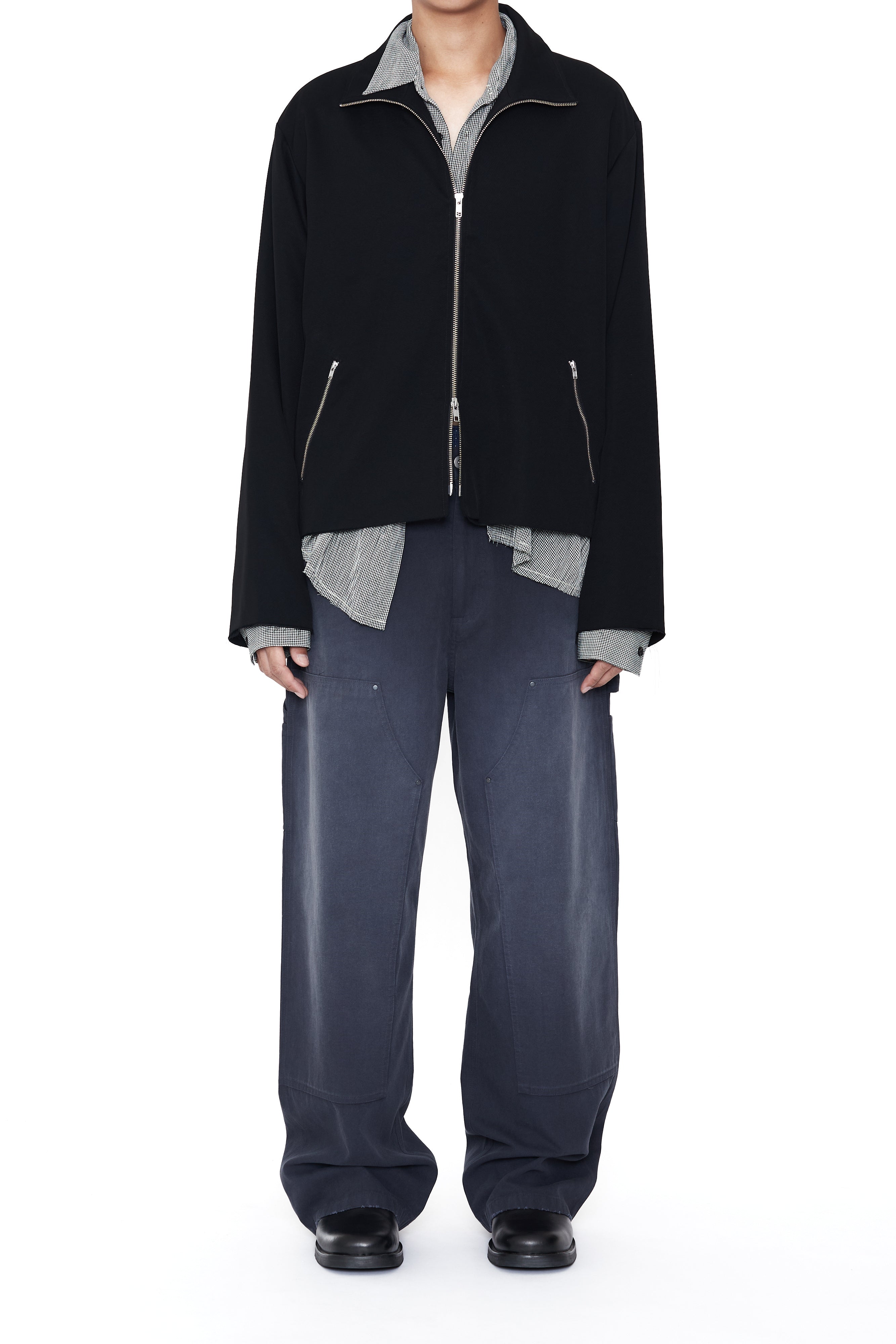 Load image into Gallery viewer, BLACK DISSOLVE HIGH NECK ZIP JACKET