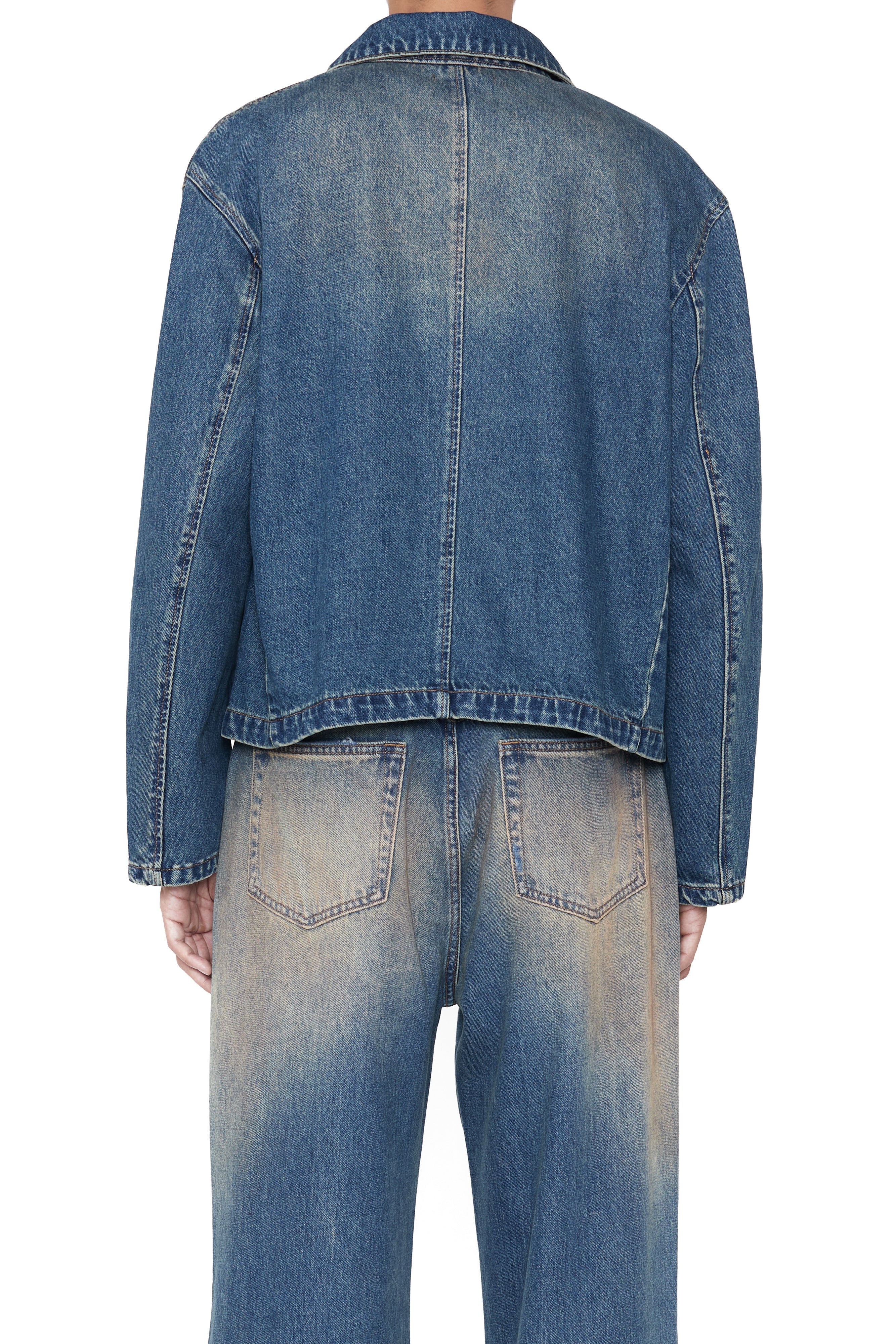 Load image into Gallery viewer, INDIGO WASHED DENIM TILT ZIP JACKET