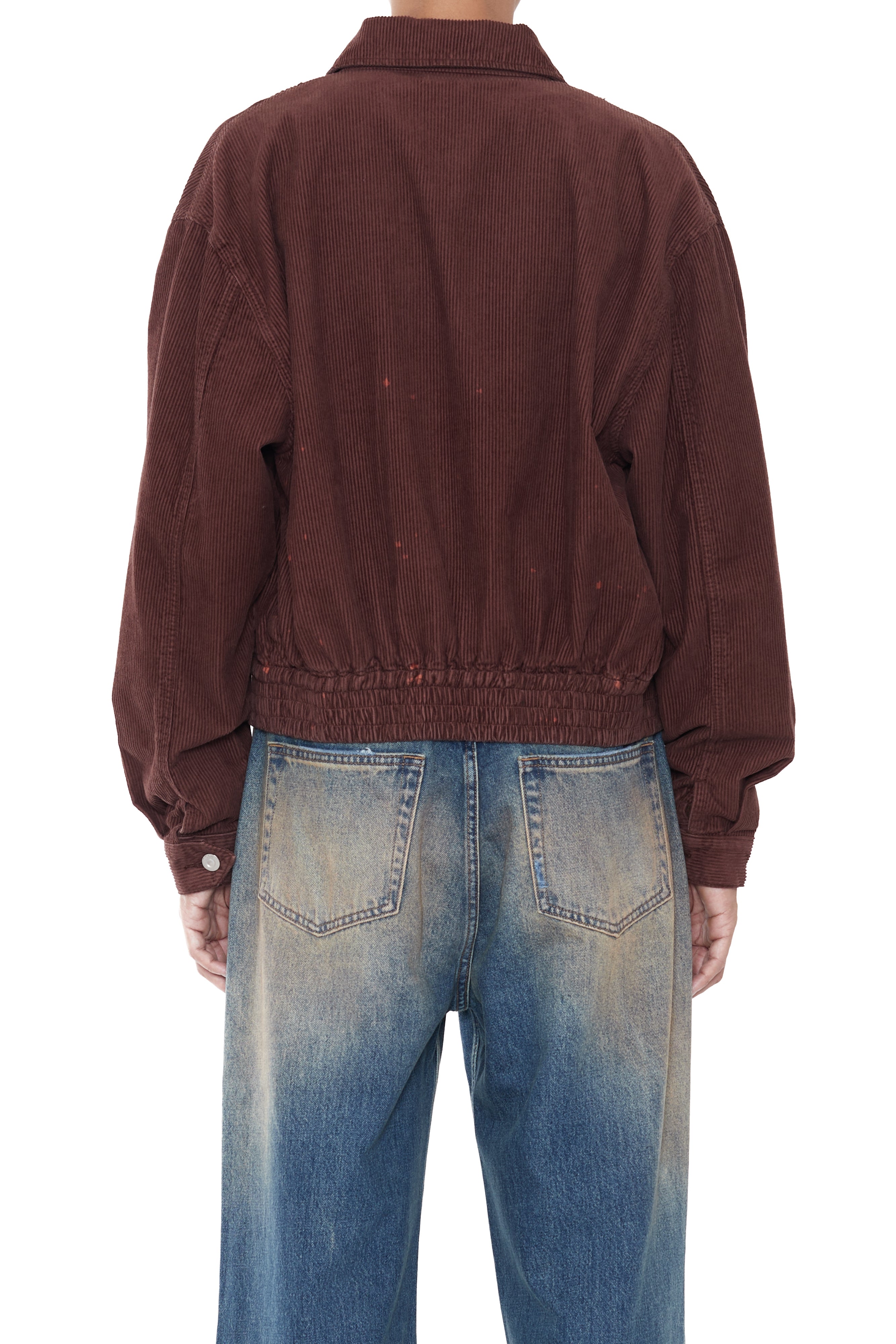 Load image into Gallery viewer, BROWN WASHED CORDUROY SHRUNKEN TRACK JACKET