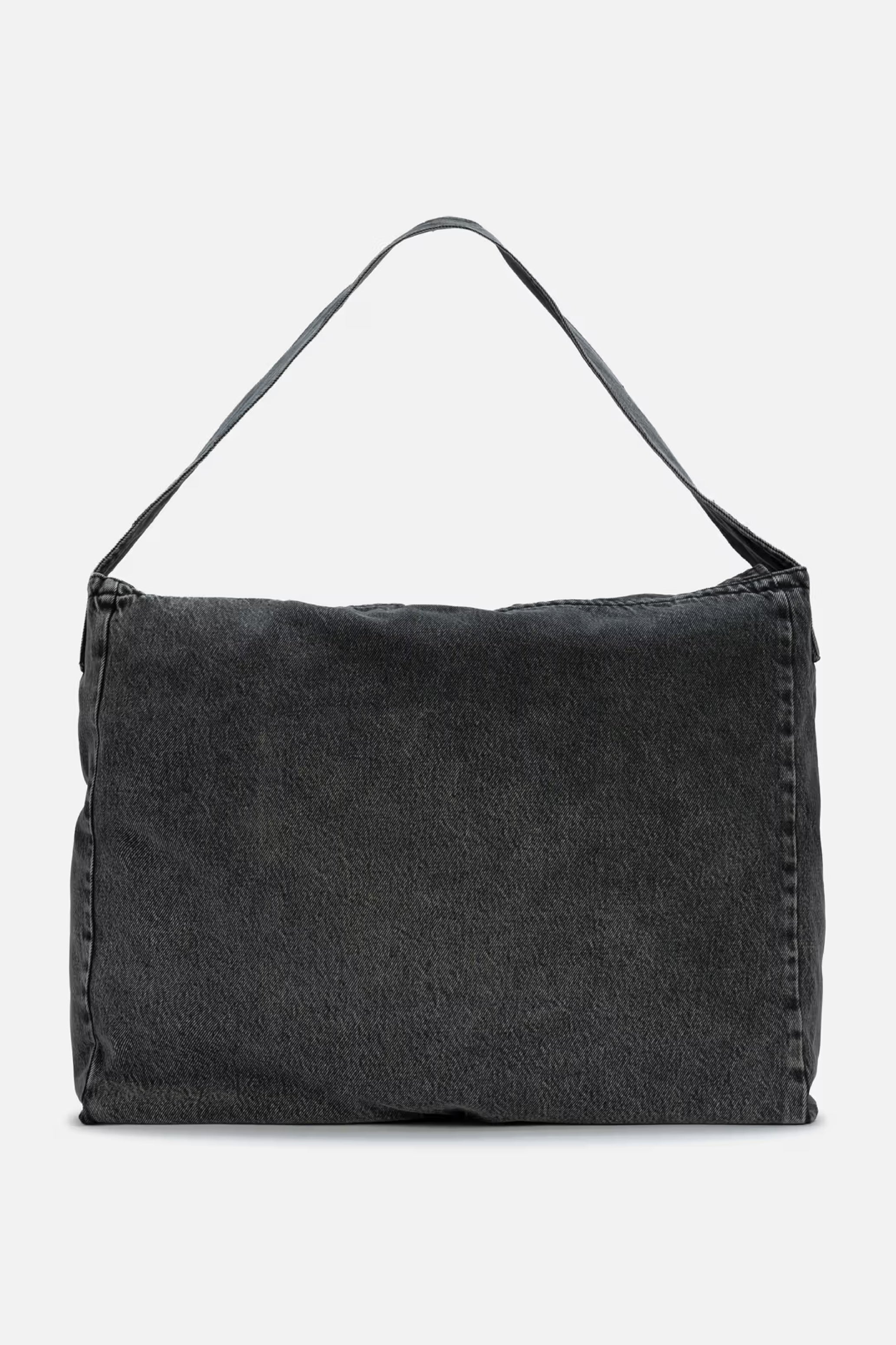 BLACK ACID WASH DENIM CROSS BODY BAG