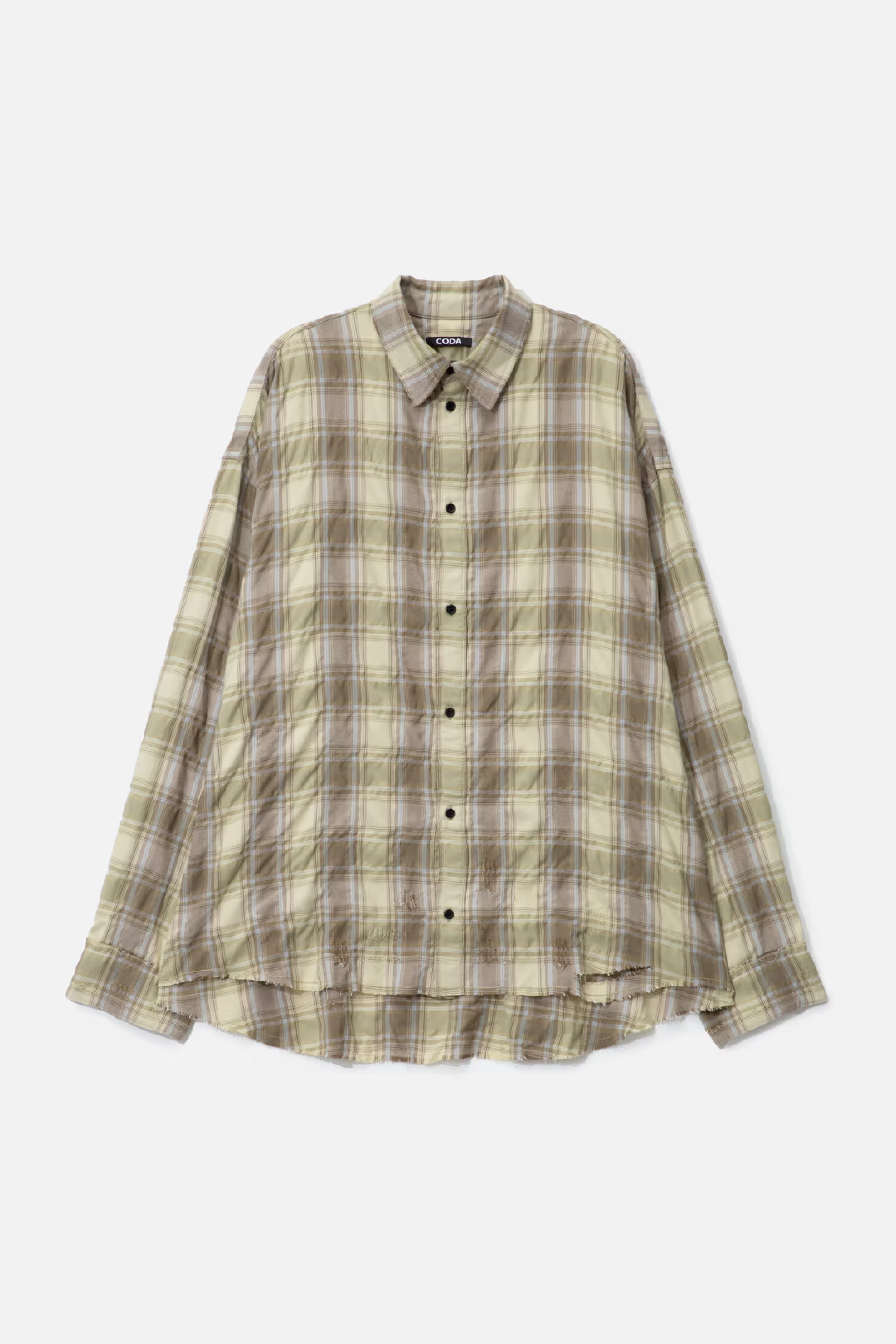Load image into Gallery viewer, YELLOW BROWN CHECKED WASHED THRASHED STRUCTURED SHIRT