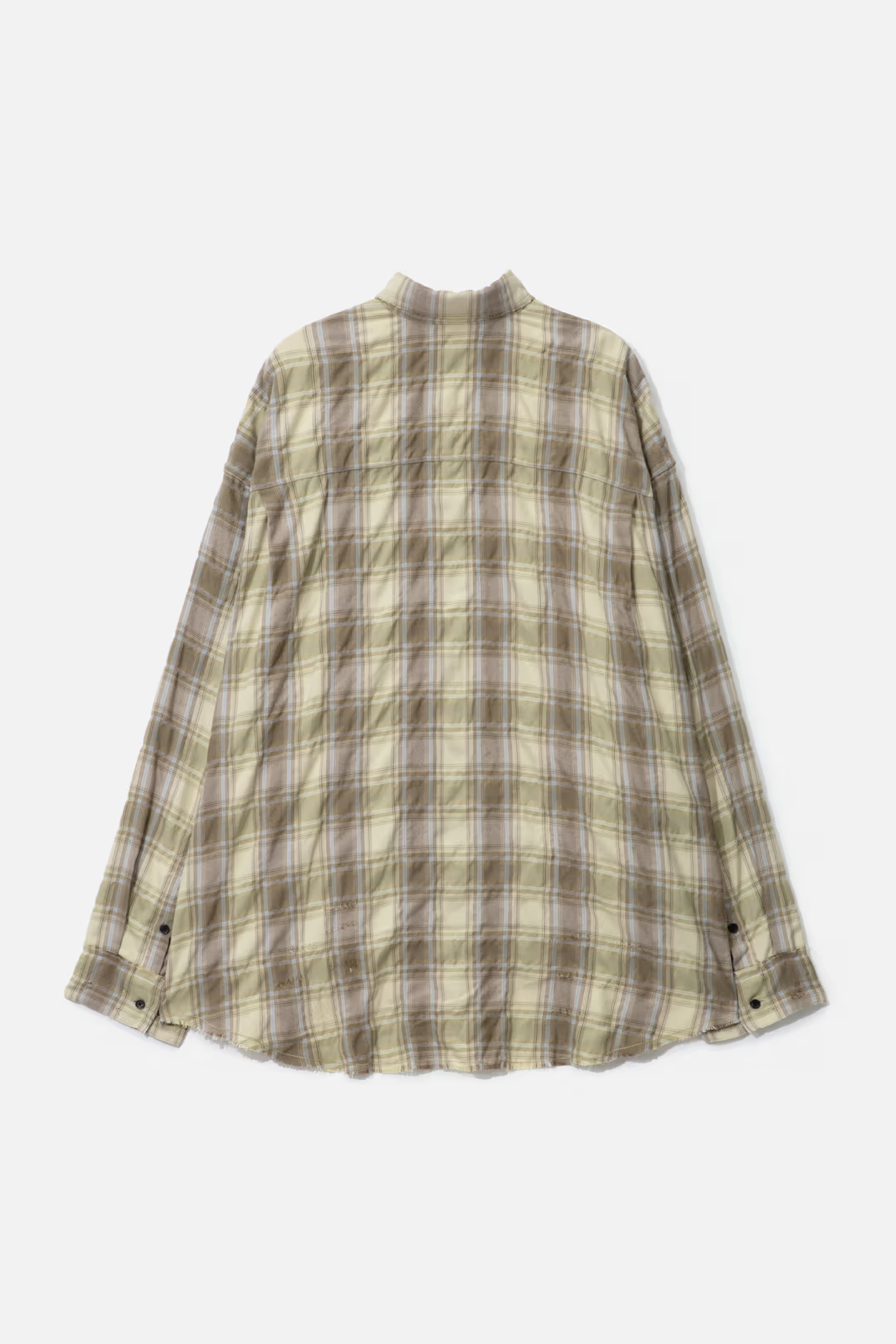 Load image into Gallery viewer, YELLOW BROWN CHECKED WASHED THRASHED STRUCTURED SHIRT