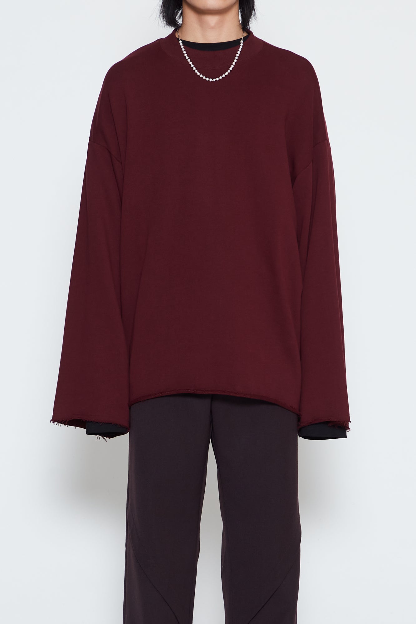 BURGUNDY OVERSIZED SIDE PANELS SWEATSHIRT