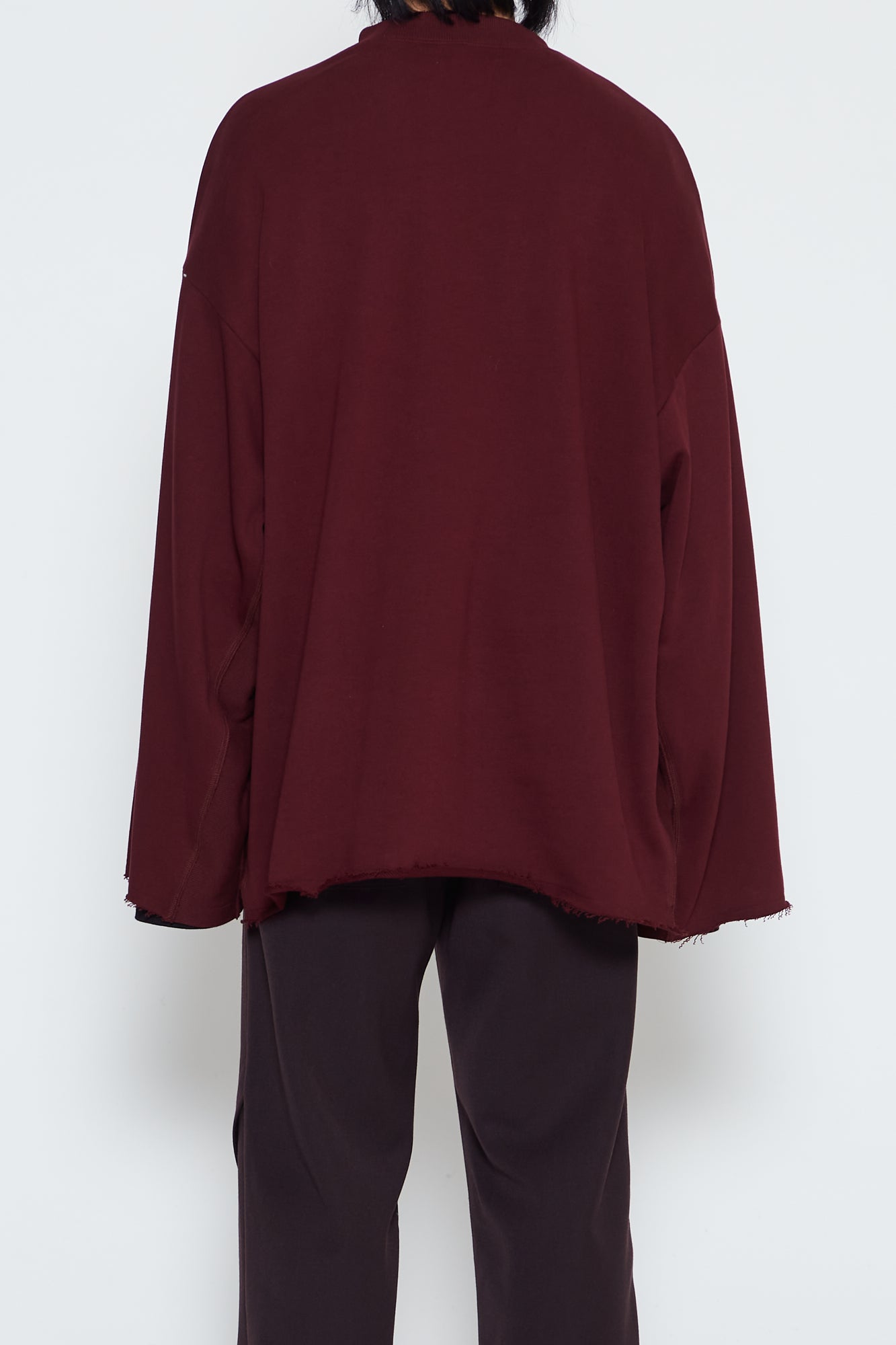 BURGUNDY OVERSIZED SIDE PANELS SWEATSHIRT