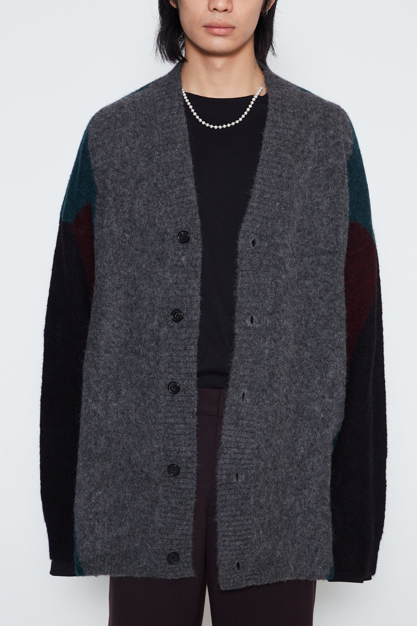 GREY BABY ALPACA MOHAIR STERN CARDIGAN