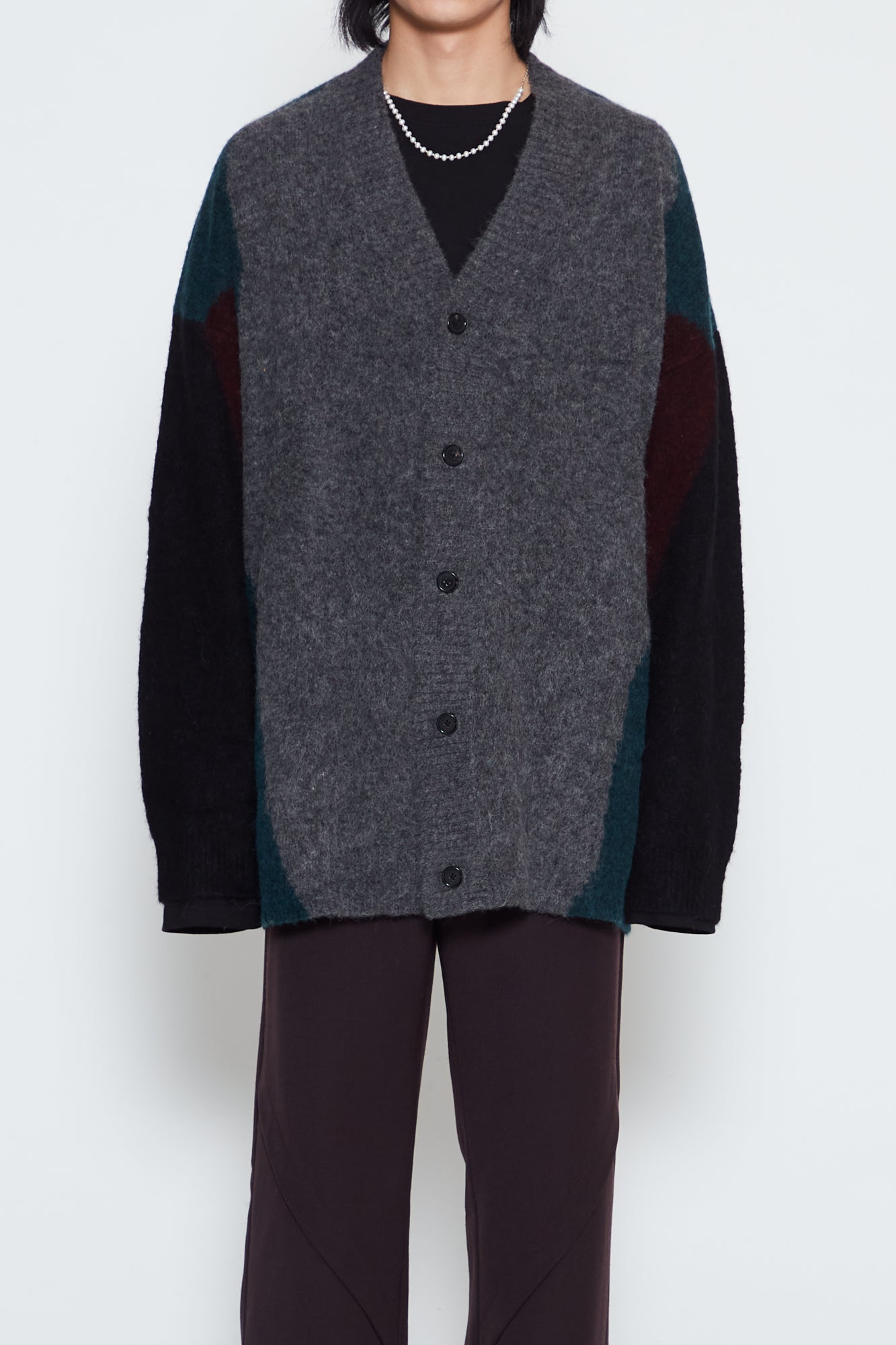 GREY BABY ALPACA MOHAIR STERN CARDIGAN