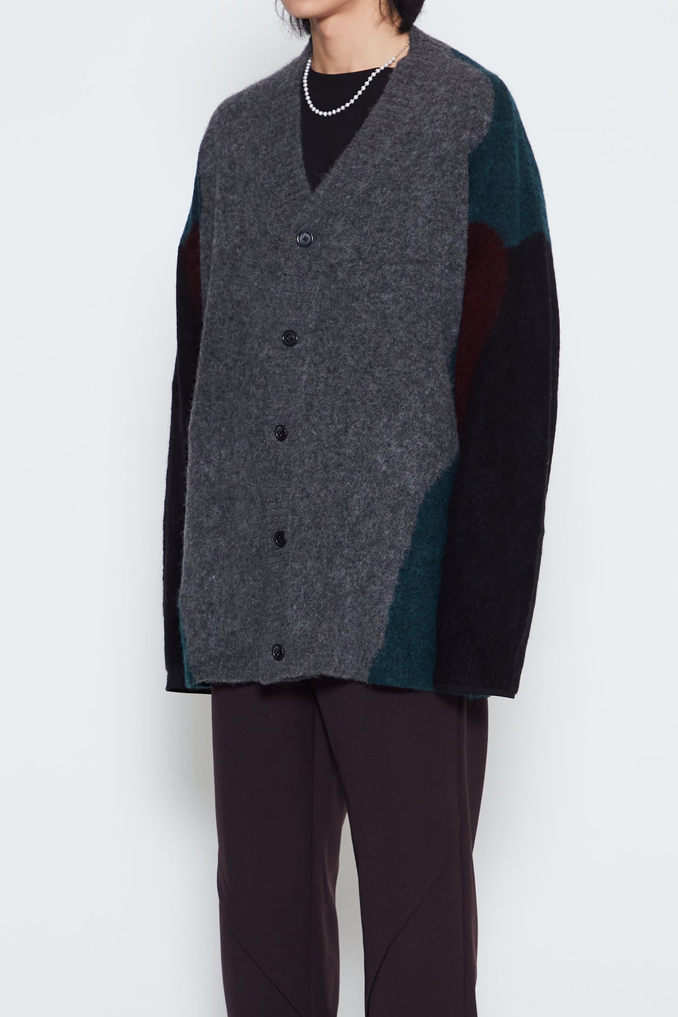 Load image into Gallery viewer, GREY BABY ALPACA MOHAIR STERN CARDIGAN
