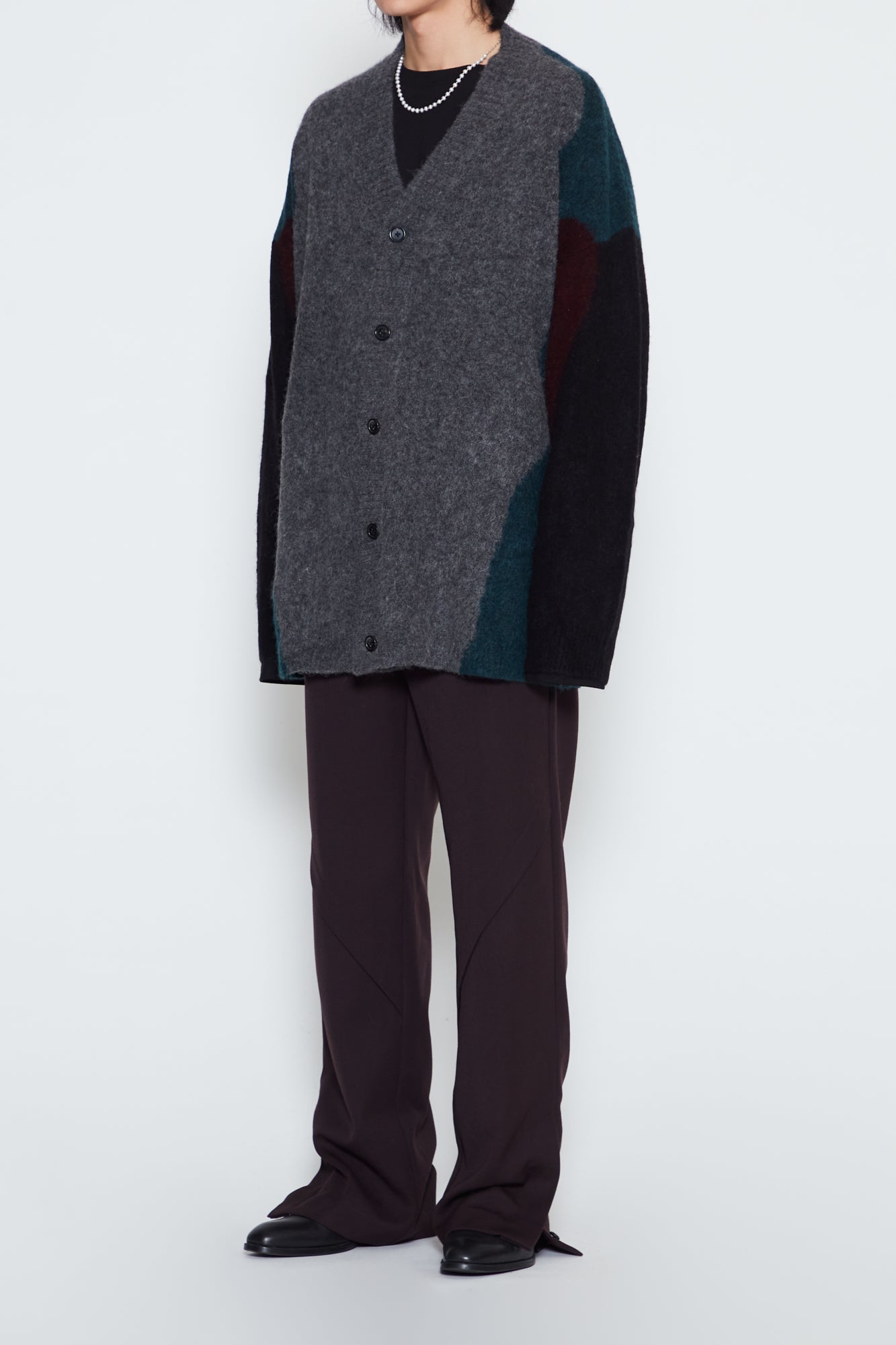 Load image into Gallery viewer, GREY BABY ALPACA MOHAIR STERN CARDIGAN