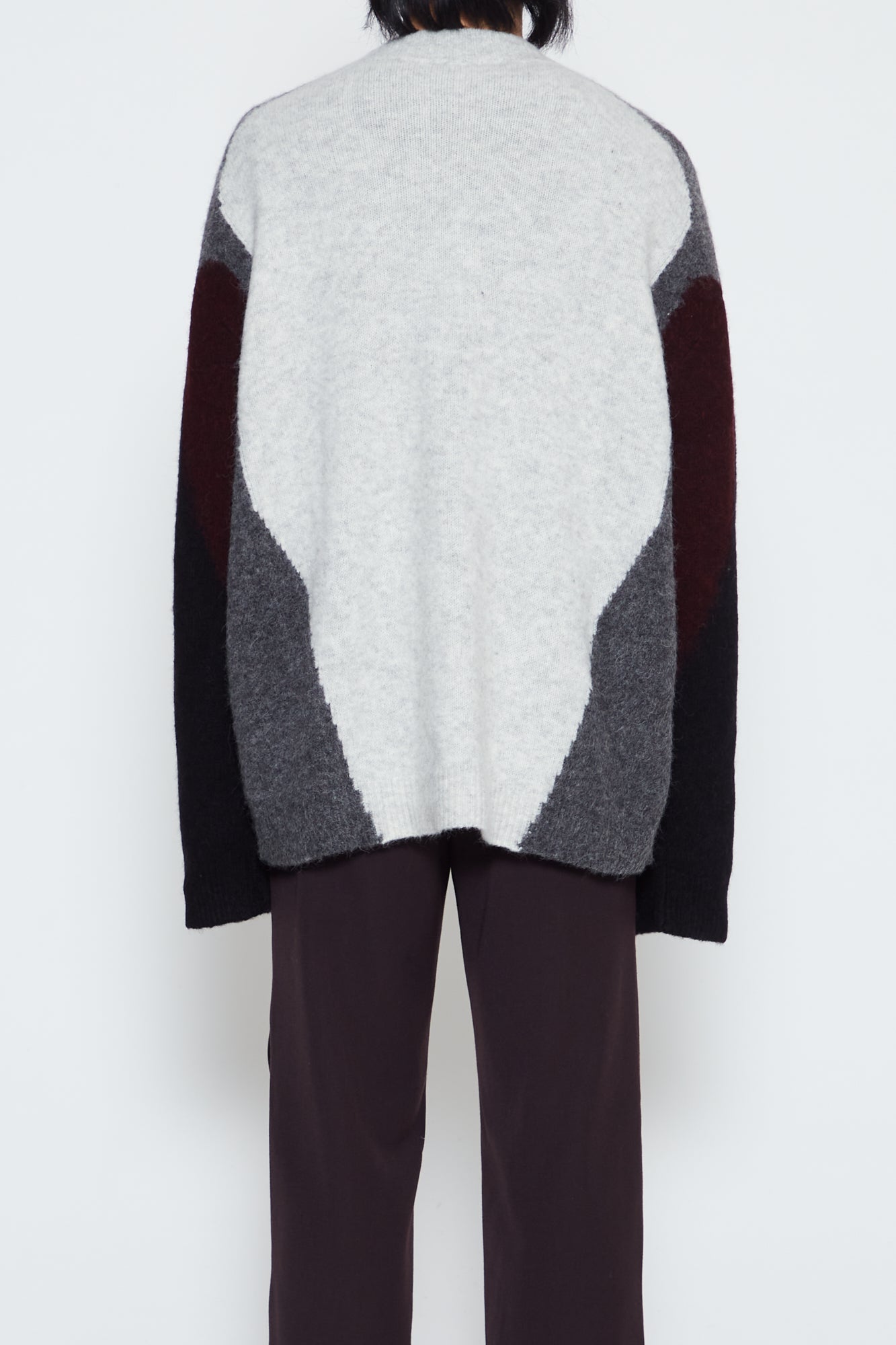 LIGHT GREY BABY ALPACA MOHAIR STERN MOCK-NECK SWEATER
