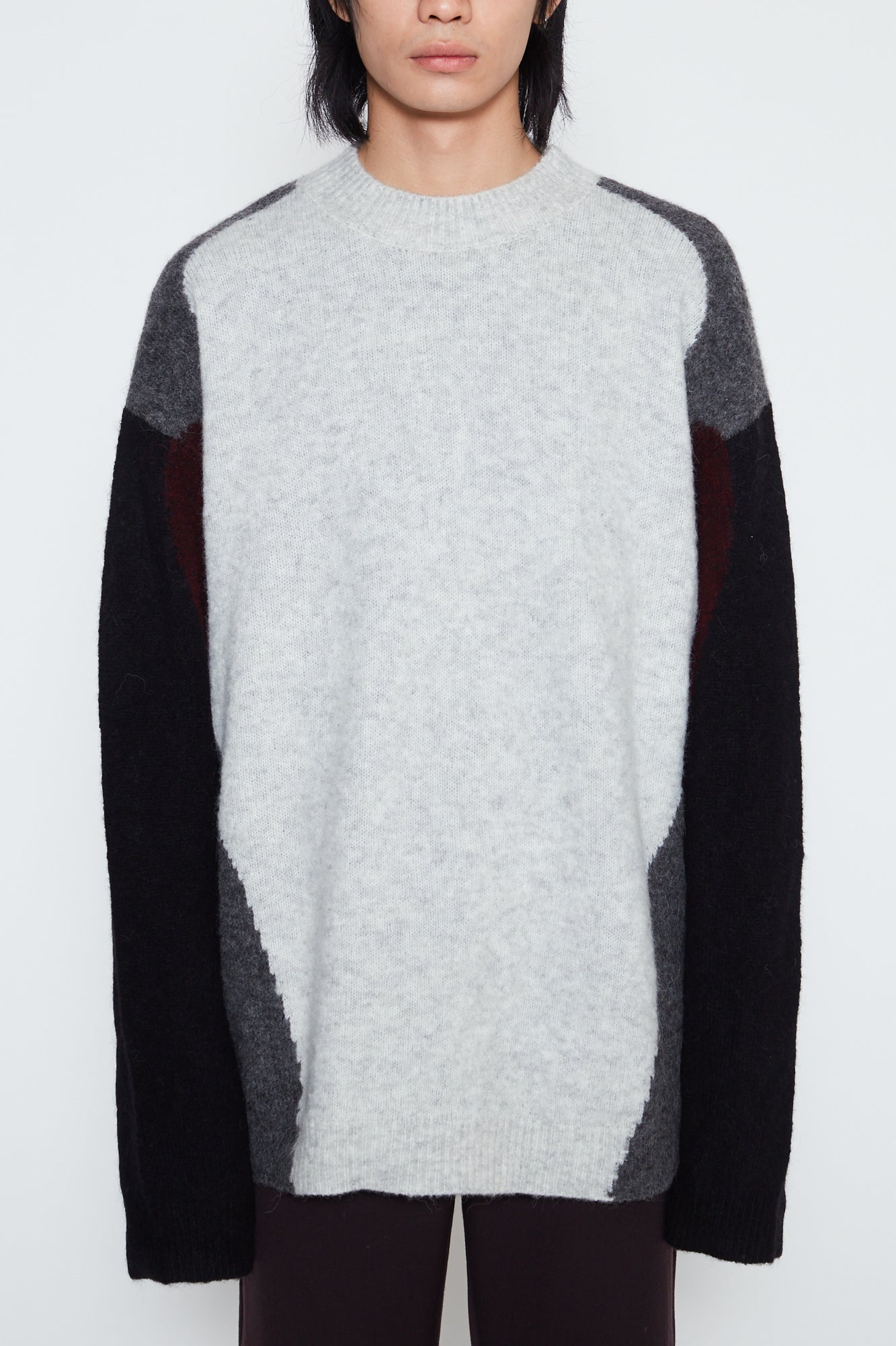 Load image into Gallery viewer, LIGHT GREY BABY ALPACA MOHAIR STERN MOCK-NECK SWEATER