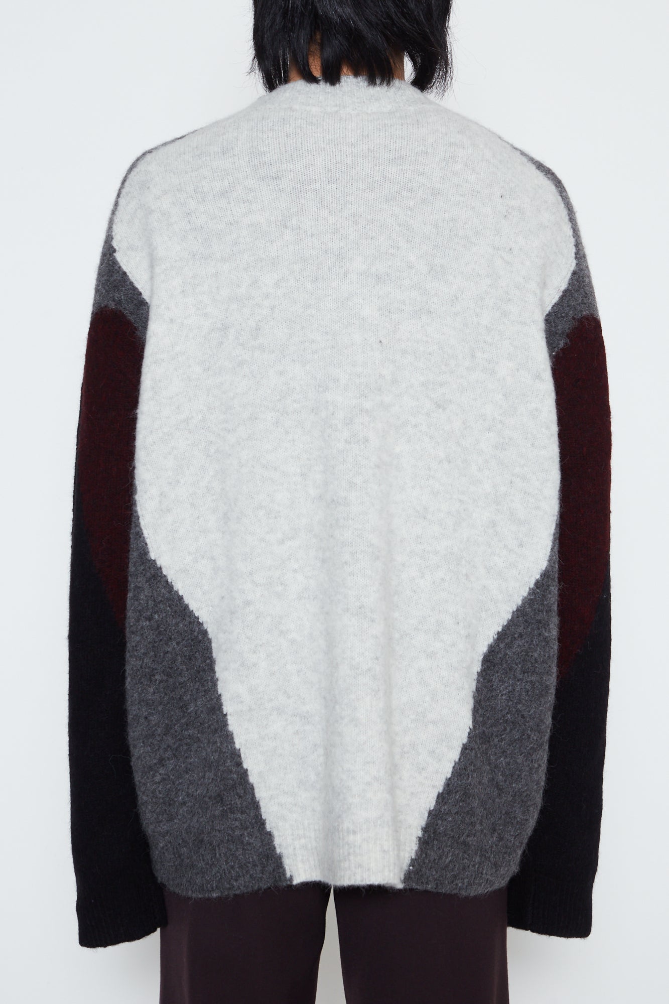 LIGHT GREY BABY ALPACA MOHAIR STERN MOCK-NECK SWEATER