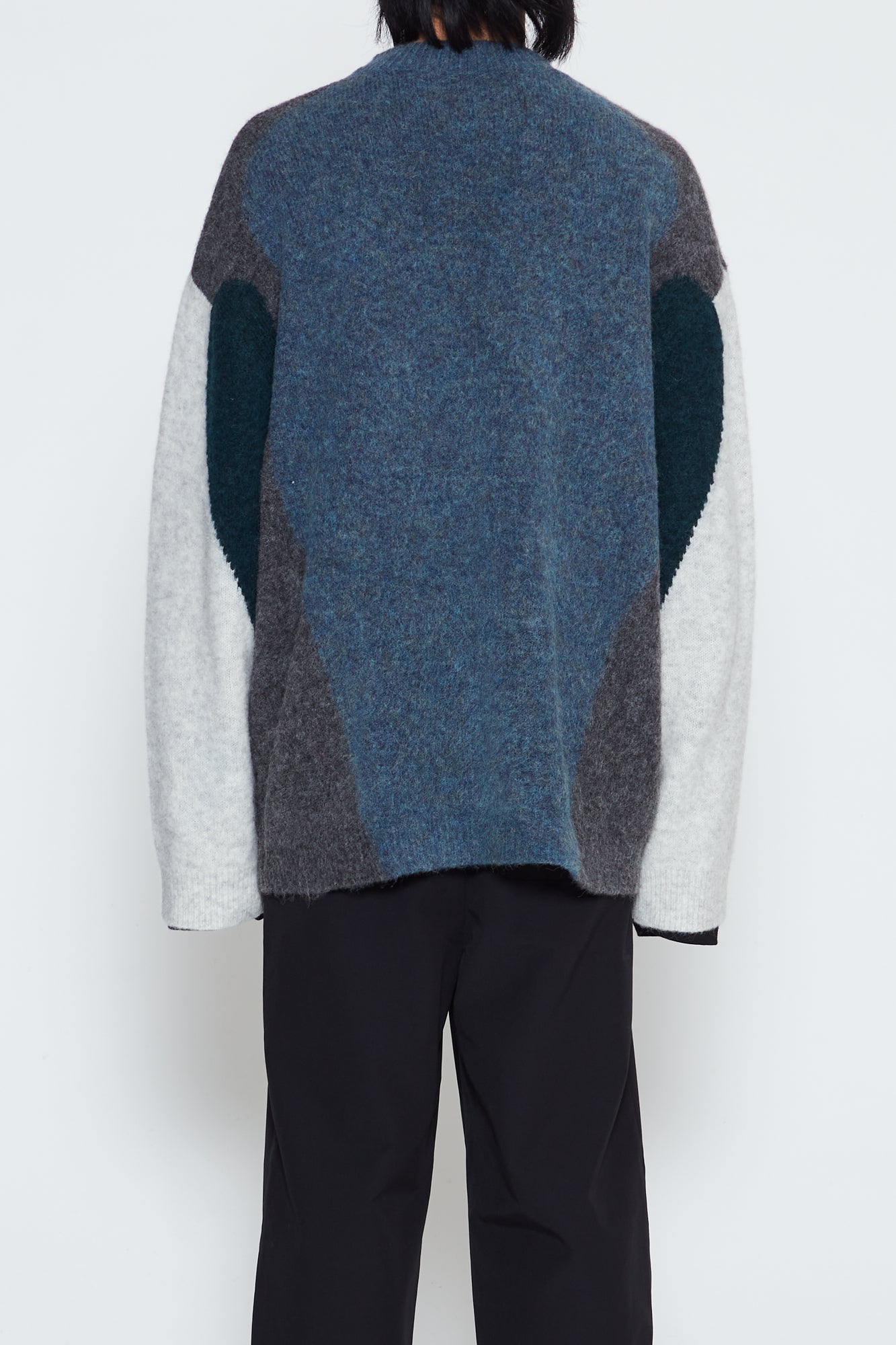 BLUE BABY ALPACA MOHAIR STERN MOCK-NECK SWEATER