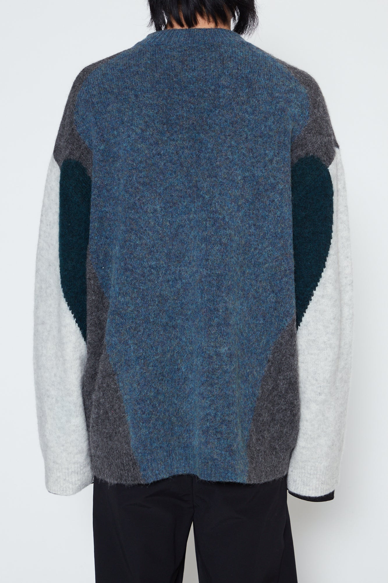 Load image into Gallery viewer, BLUE BABY ALPACA MOHAIR STERN MOCK-NECK SWEATER