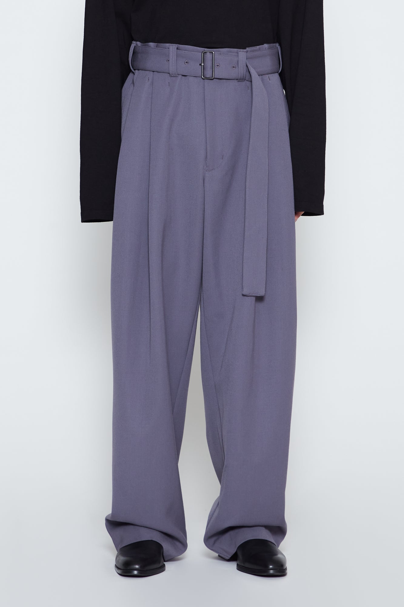 GREY GABARDINE WIDE TAPERED CABIN PANTS