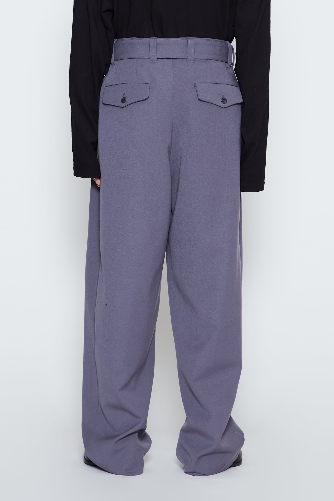 GREY GABARDINE WIDE TAPERED CABIN PANTS