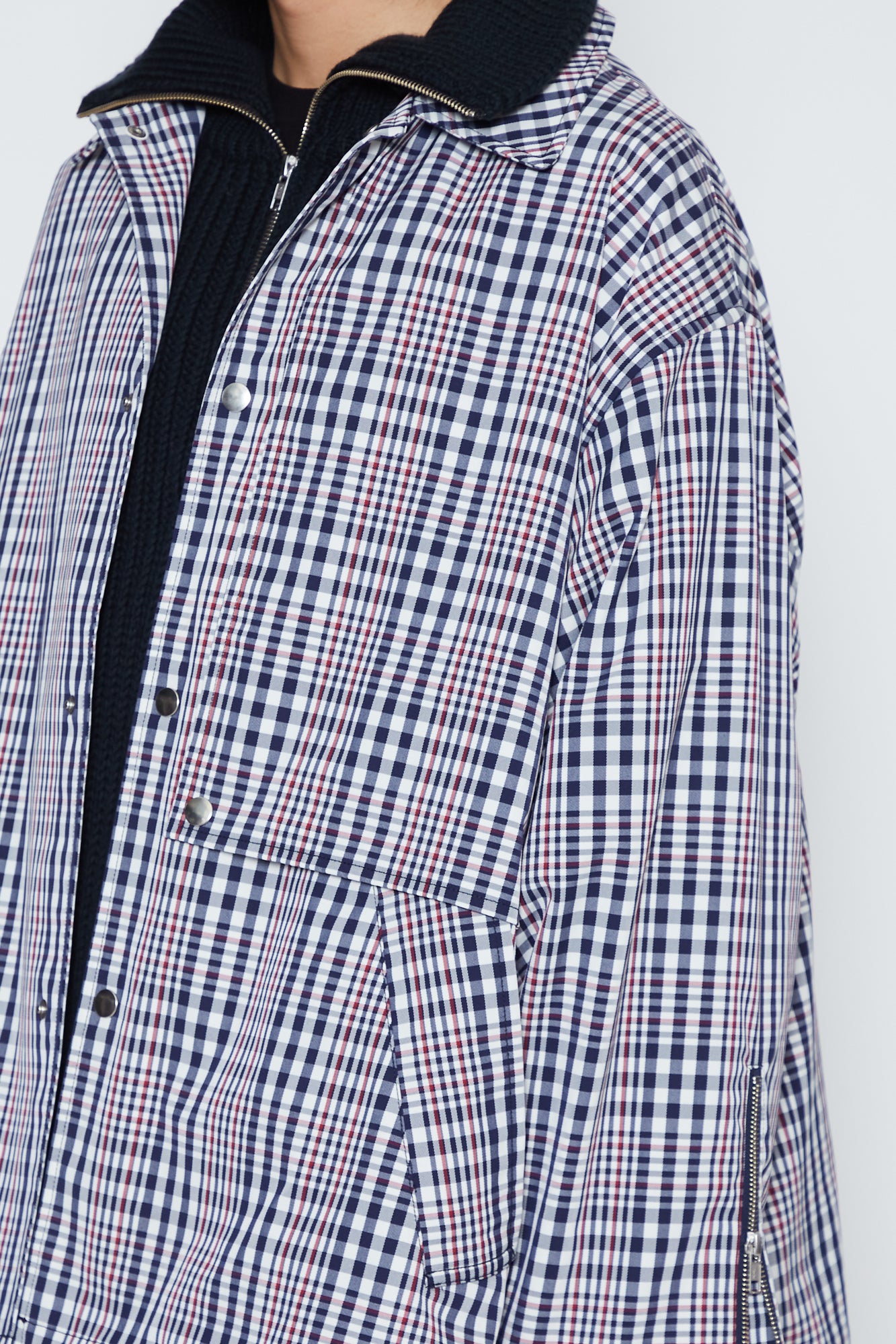Load image into Gallery viewer, NAVY WHITE CHECK BELLCORE JACKET
