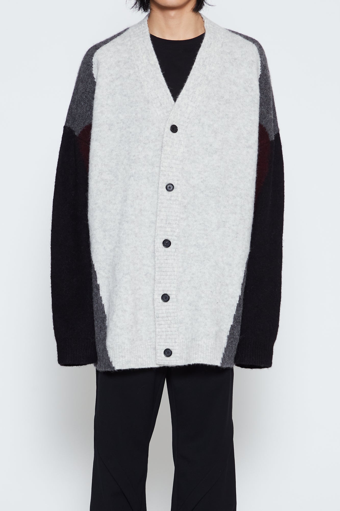 LIGHT GREY BABY ALPACA MOHAIR STERN CARDIGAN