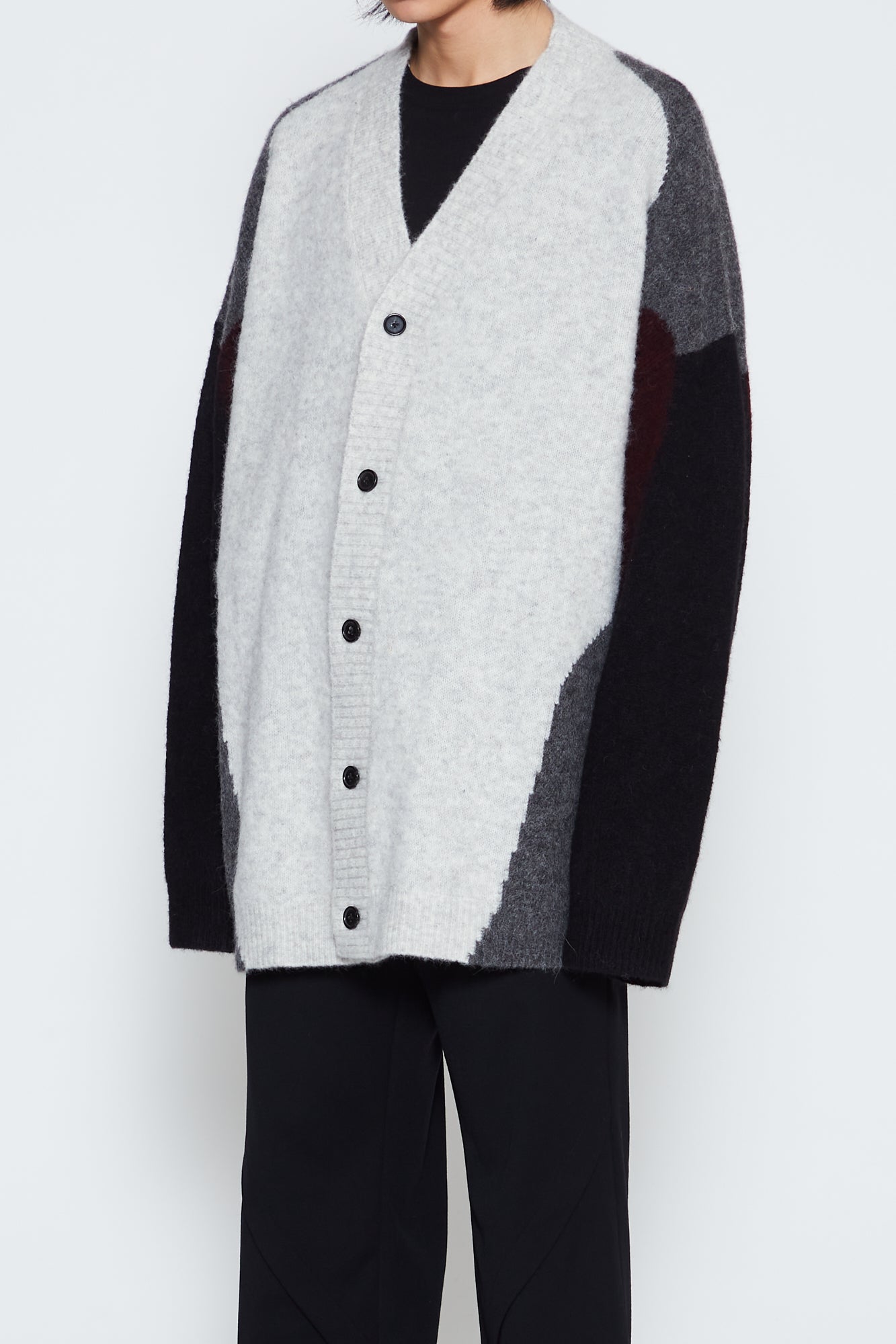 Load image into Gallery viewer, LIGHT GREY BABY ALPACA MOHAIR STERN CARDIGAN