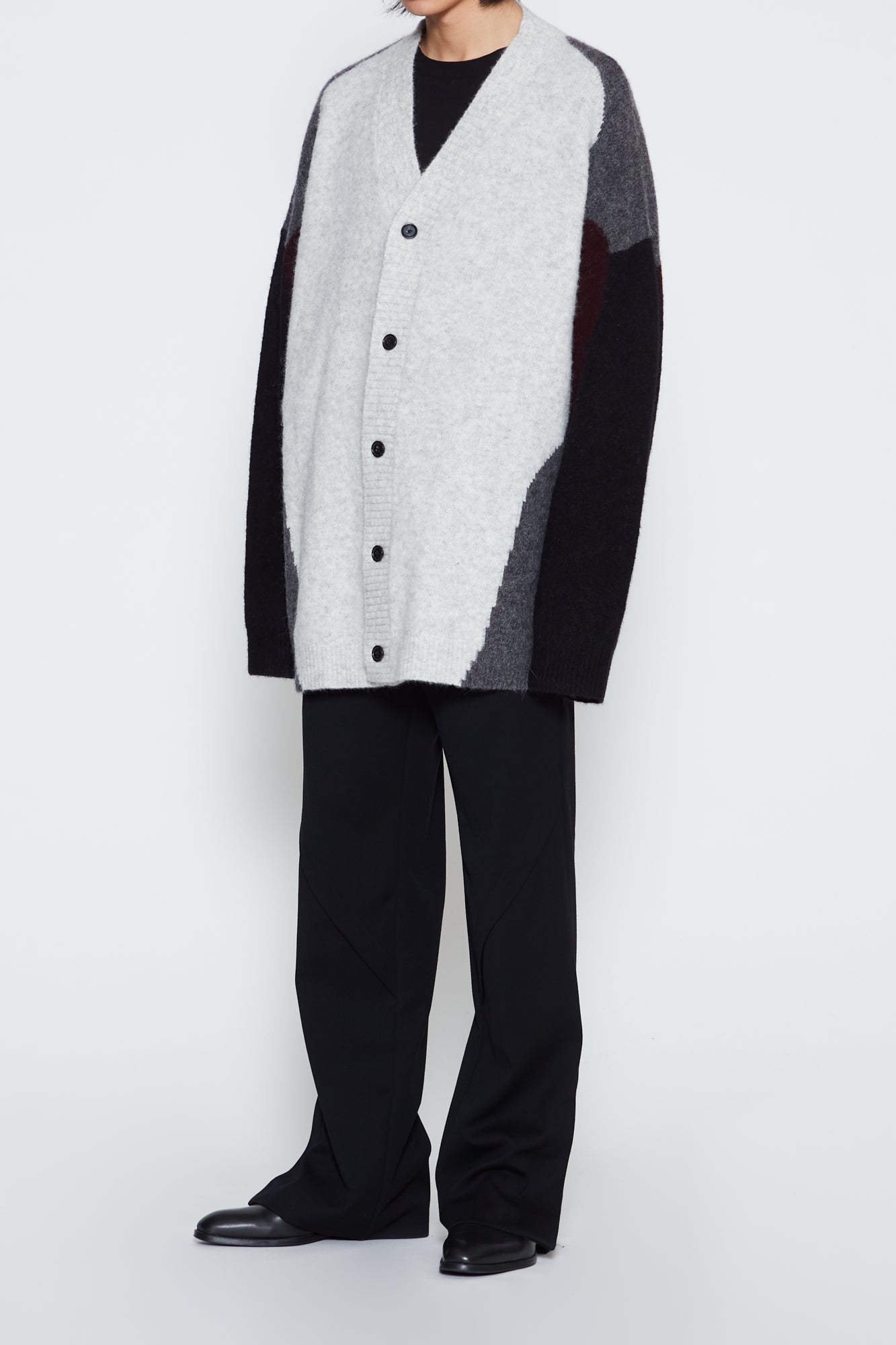 Load image into Gallery viewer, LIGHT GREY BABY ALPACA MOHAIR STERN CARDIGAN