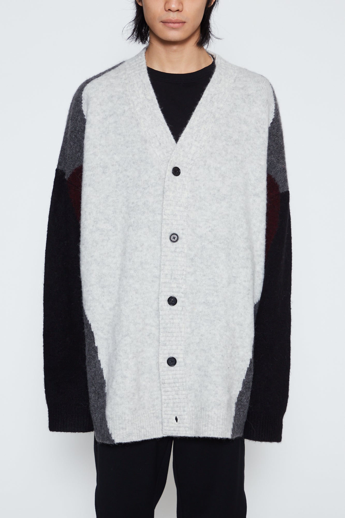 LIGHT GREY BABY ALPACA MOHAIR STERN CARDIGAN