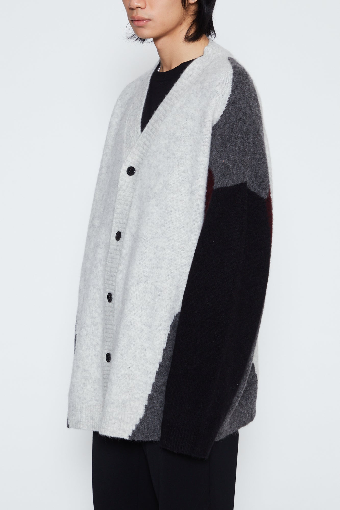 LIGHT GREY BABY ALPACA MOHAIR STERN CARDIGAN