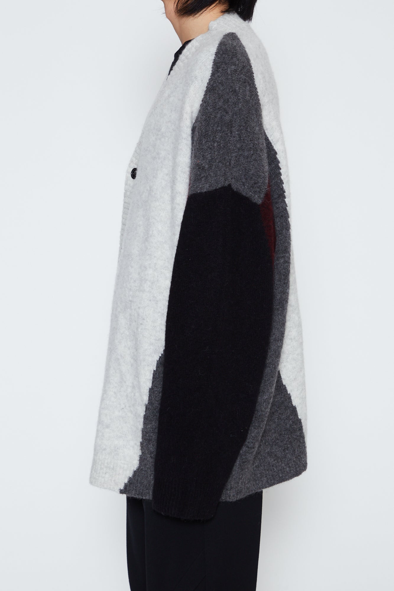 LIGHT GREY BABY ALPACA MOHAIR STERN CARDIGAN