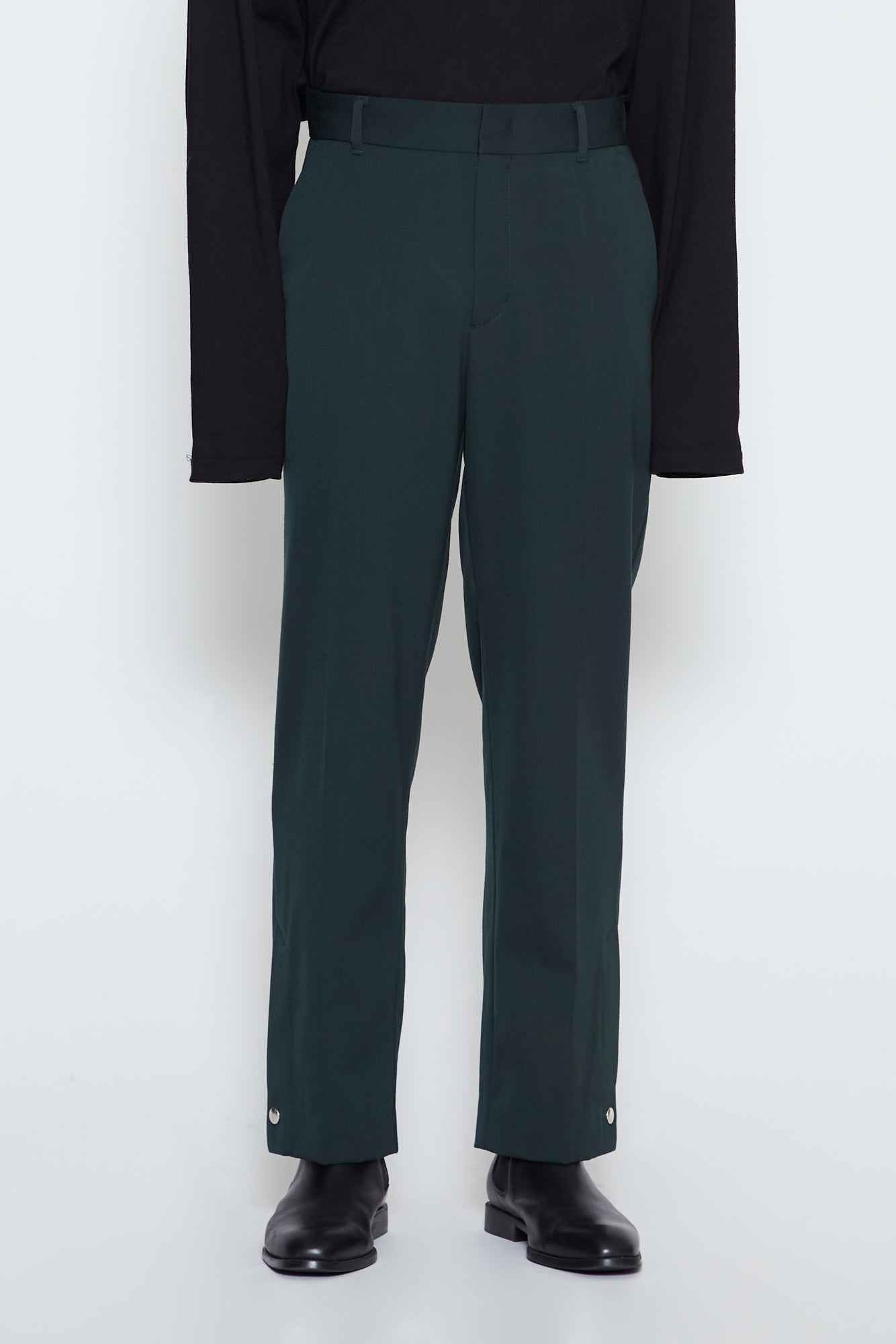 Load image into Gallery viewer, GREEN  SNAP BUTTON SIDE SLIT SLACKS