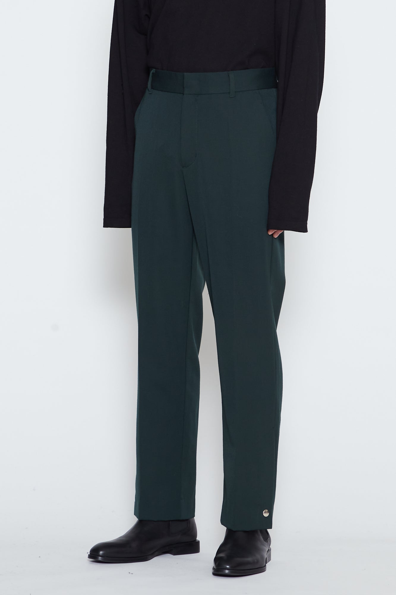 GREEN  SNAP BUTTON SIDE SLIT SLACKS