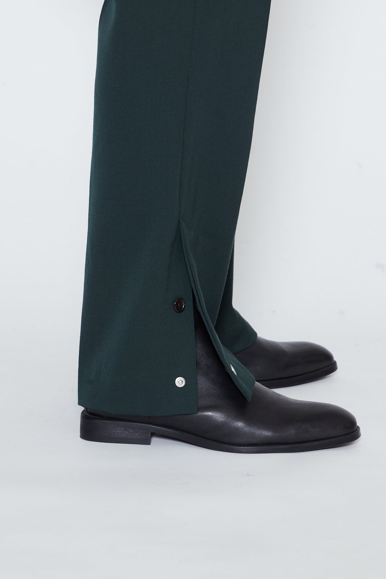 Load image into Gallery viewer, GREEN  SNAP BUTTON SIDE SLIT SLACKS