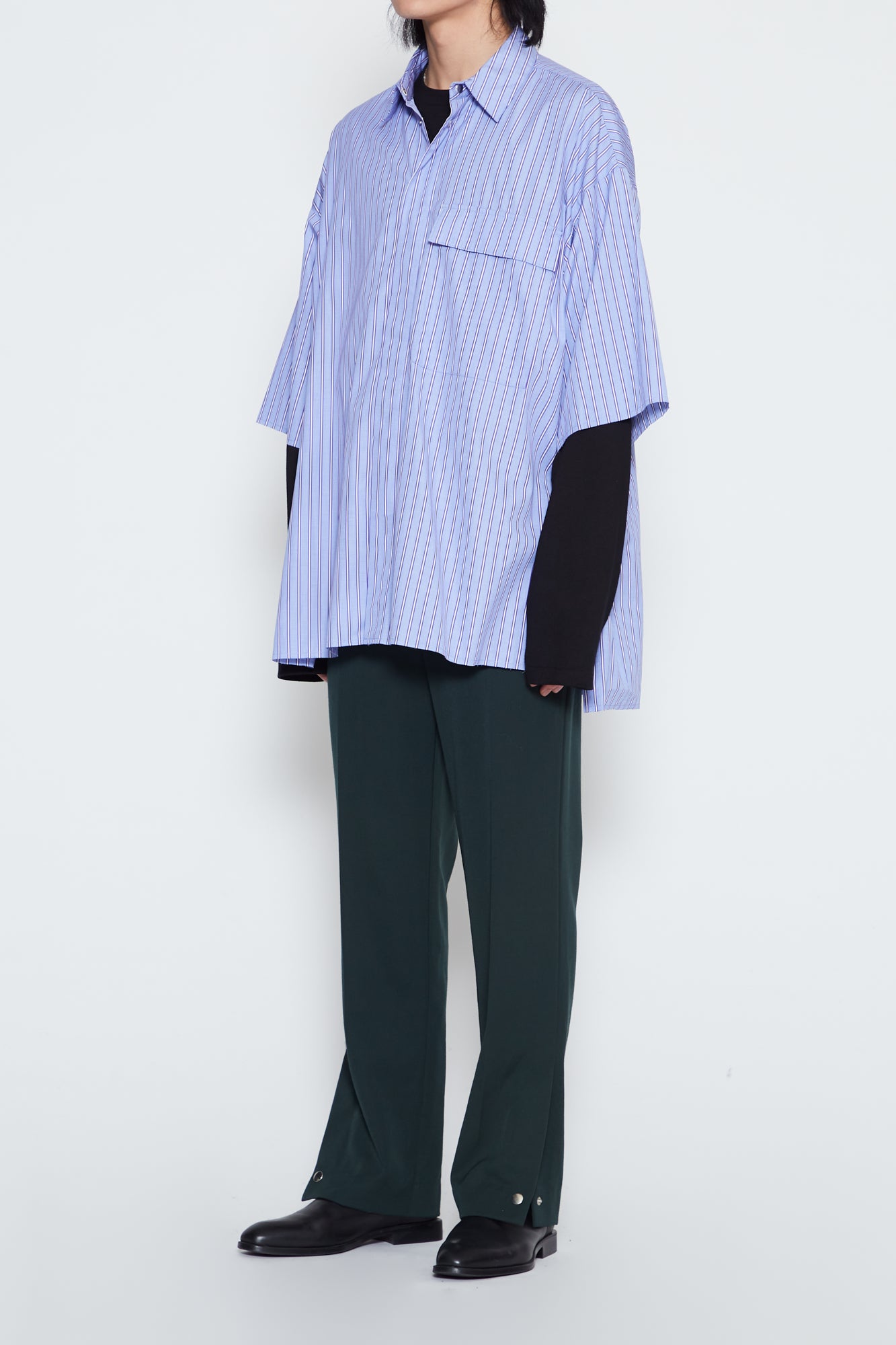 GREEN  SNAP BUTTON SIDE SLIT SLACKS