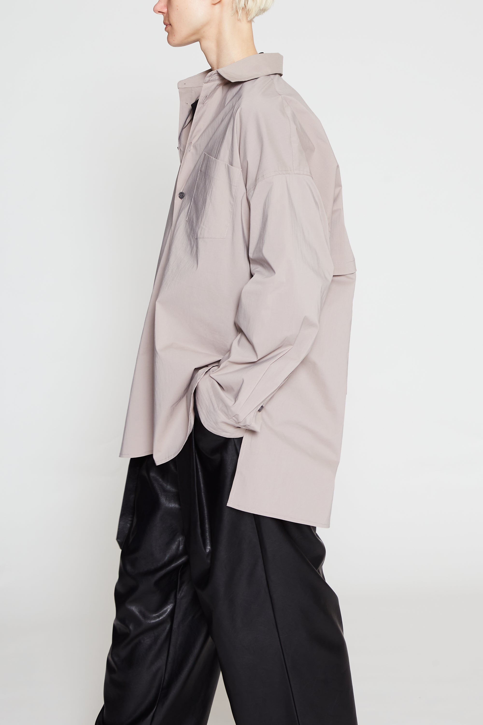 CODA X WHITE NOISE RECORDS GREY NYLON BACK YOKE SHIRT