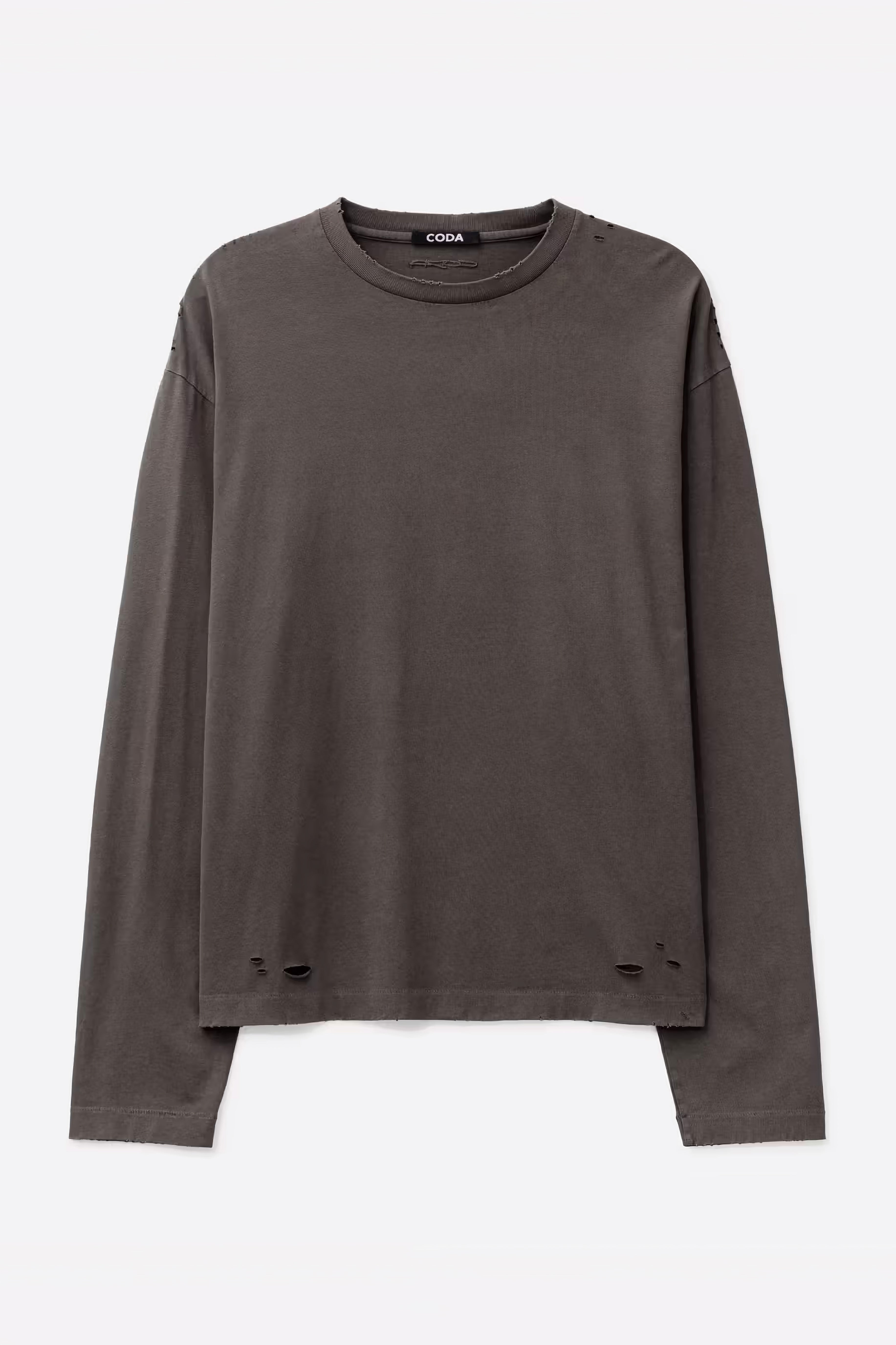 Load image into Gallery viewer, FADED GREY AGING DAMAGED LONG SLEEVE T-SHIRT
