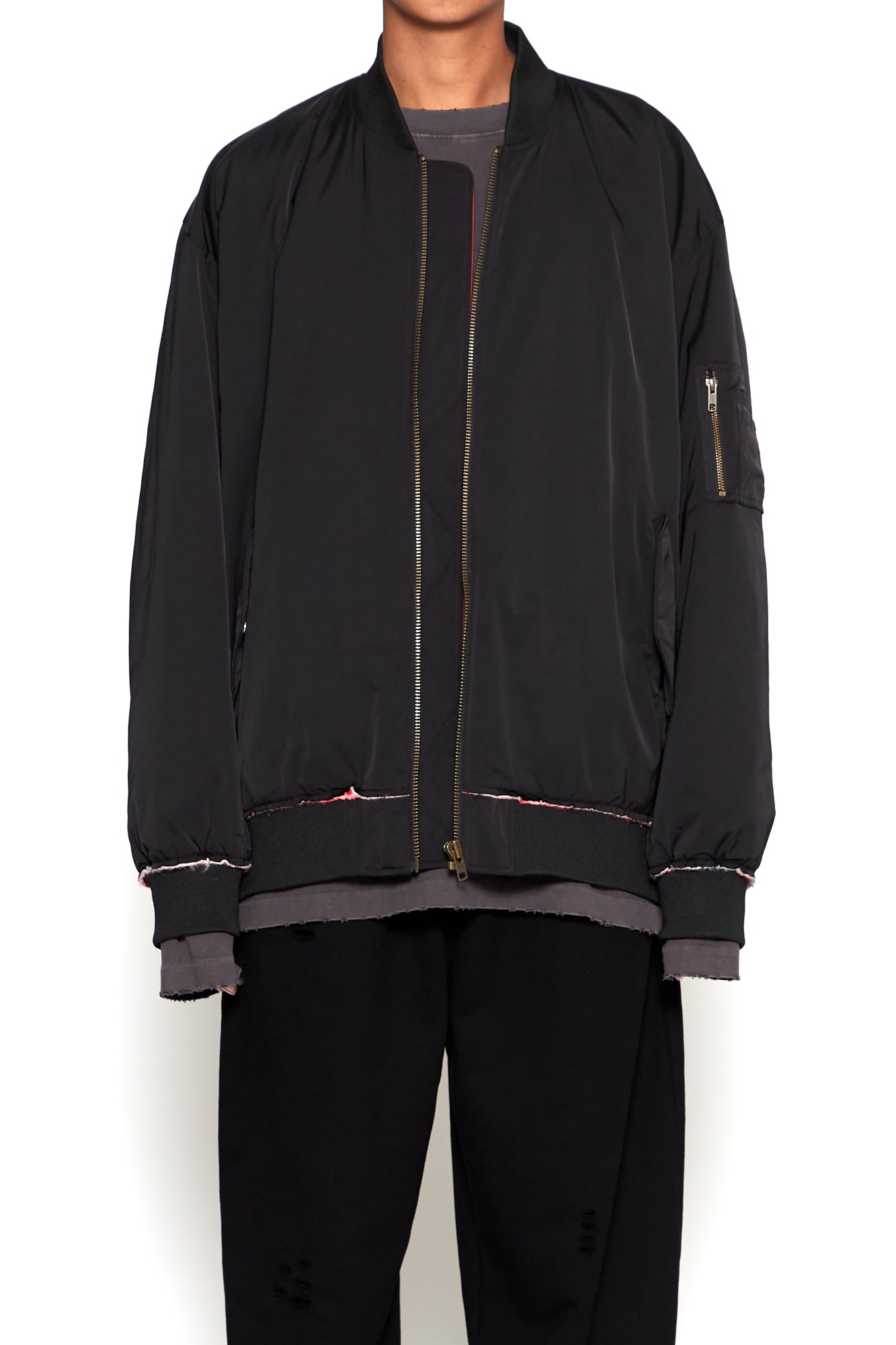 Load image into Gallery viewer, BLACK NYLON DECONSTRUCTED DEVIATION FLIGHT JACKET
