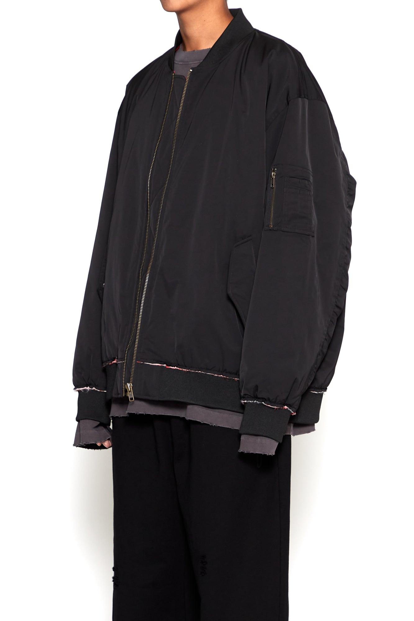 Load image into Gallery viewer, BLACK NYLON DECONSTRUCTED DEVIATION FLIGHT JACKET
