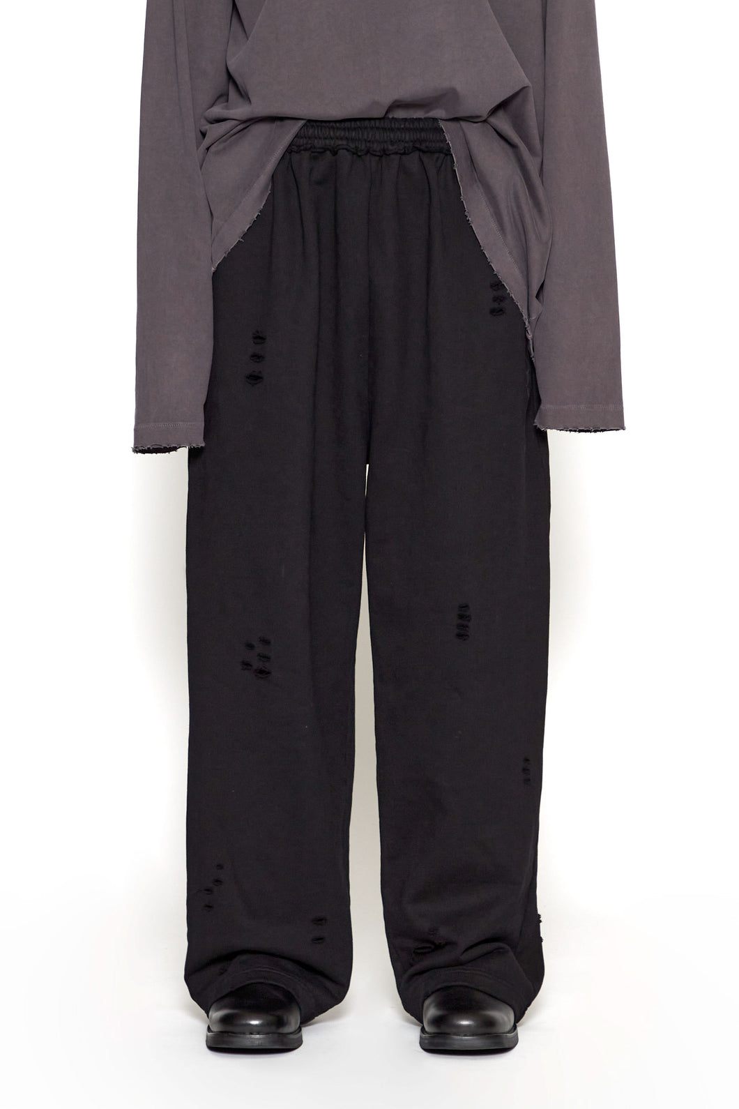 BLACK WASHED AGING GRAFFITI PRINTED SWEATPANTS